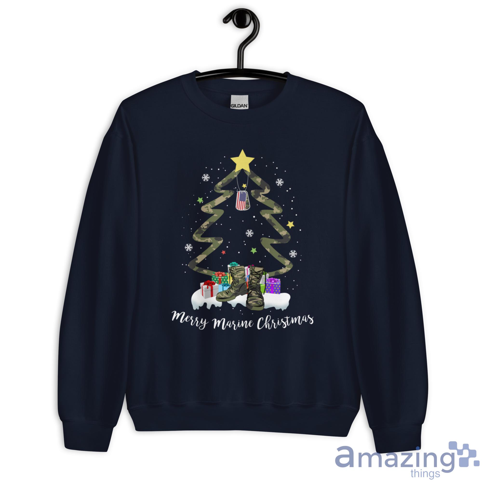 Christmas Veteran Shirt Merry Marine Christmas Sweatshirt - G180 Unisex Heavy Blend Crewneck Sweatshirt-1