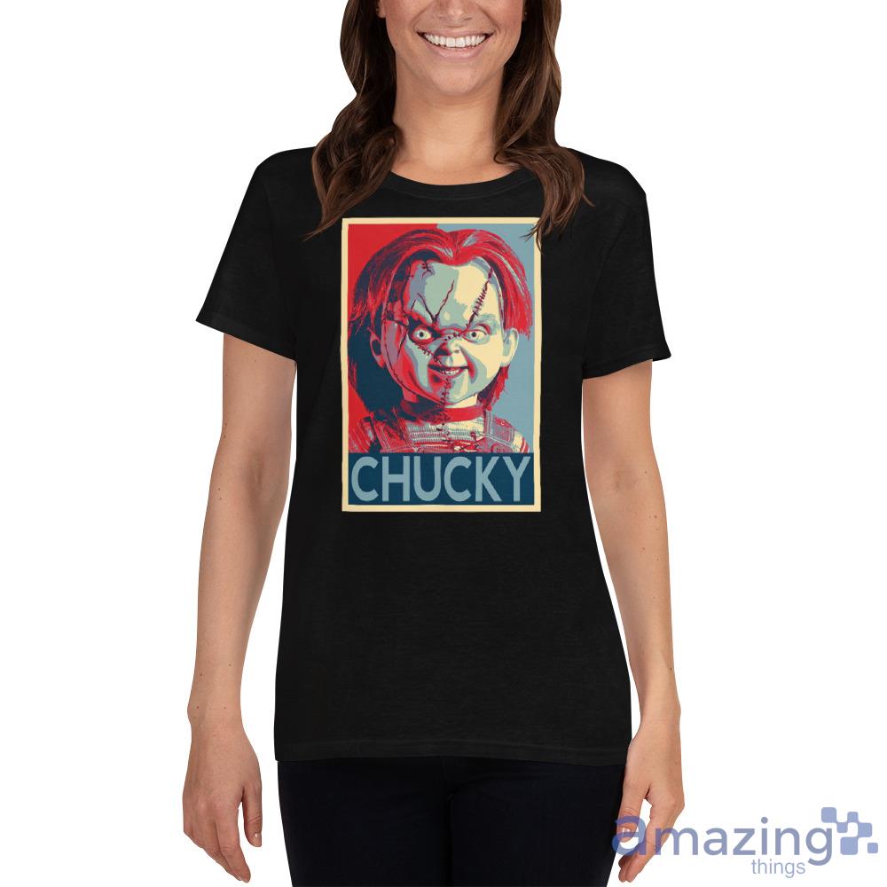 Chucky Horror Character Halloween Shirt image Chucky Horror Character Halloween Shirt - Ladies Heavy Cotton Short Sleeve T-Shirt