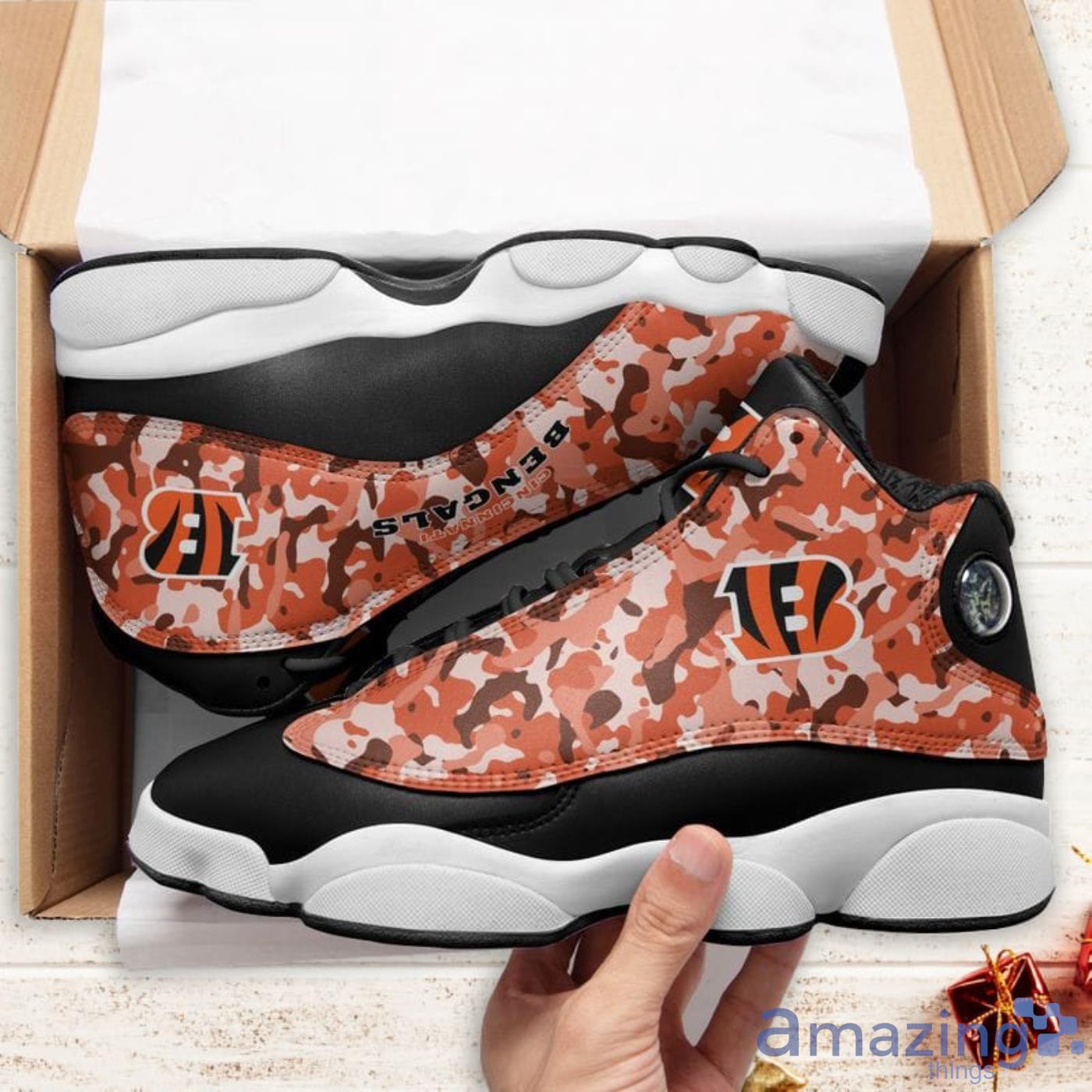 Cincinnati Bengals Camo Pattern Air Jordan 13 Shoes For Fans image Cincinnati Bengals Camo Pattern Air Jordan 13 Shoes For Fans Product Photo 5