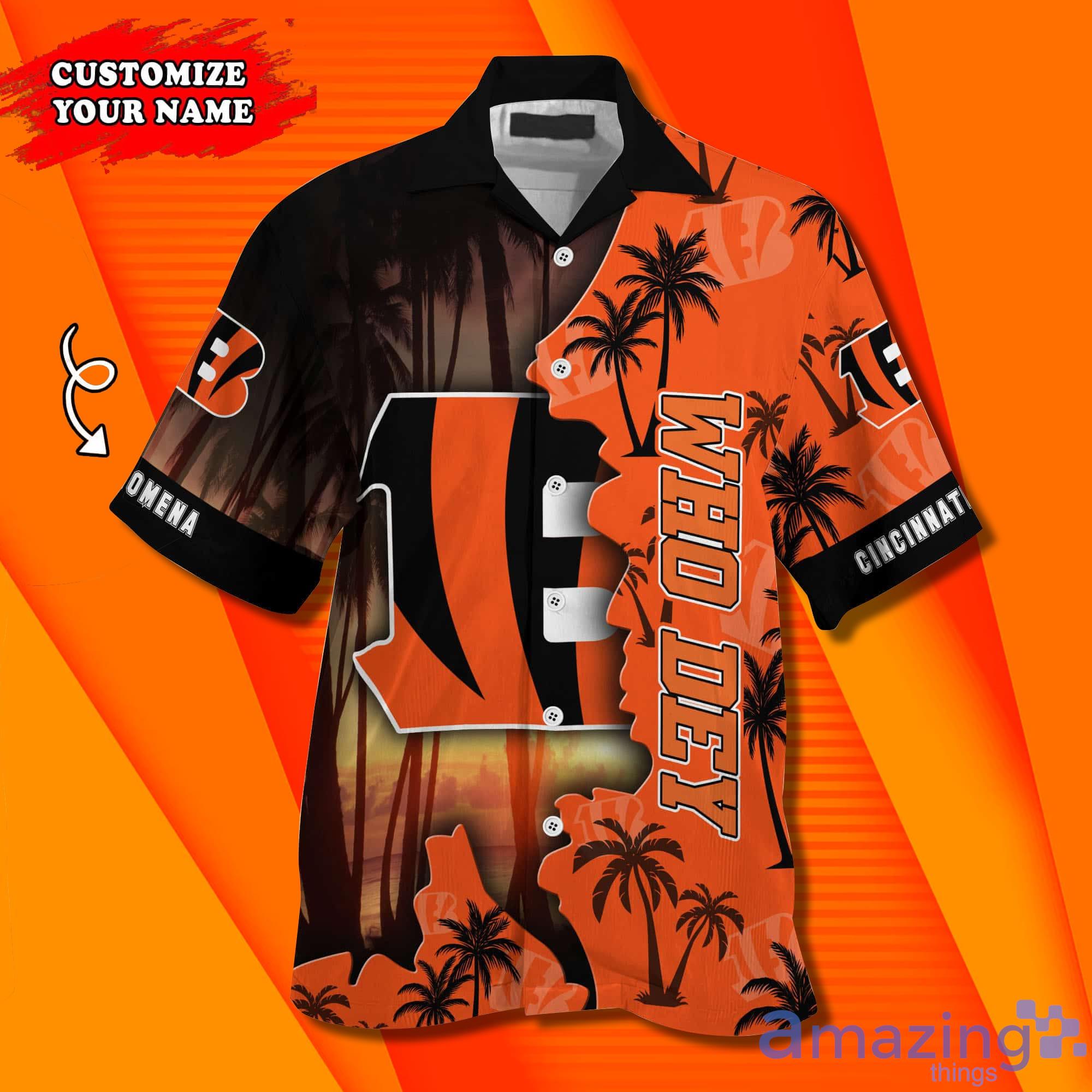 Cincinnati Bengals Hawaiian Shirt NFL Football Custom Name Button