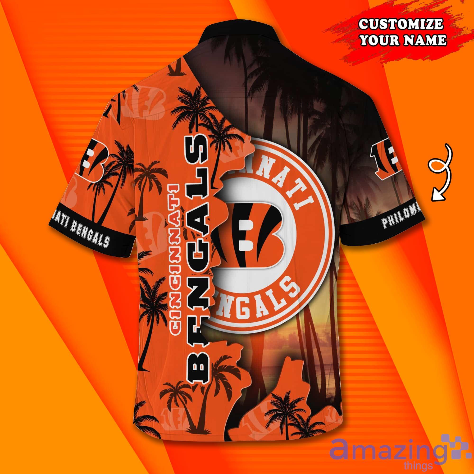 Cincinnati Bengals NF And Tropical Pattern Custom Name Hawaiian Shirt Product Photo 1
