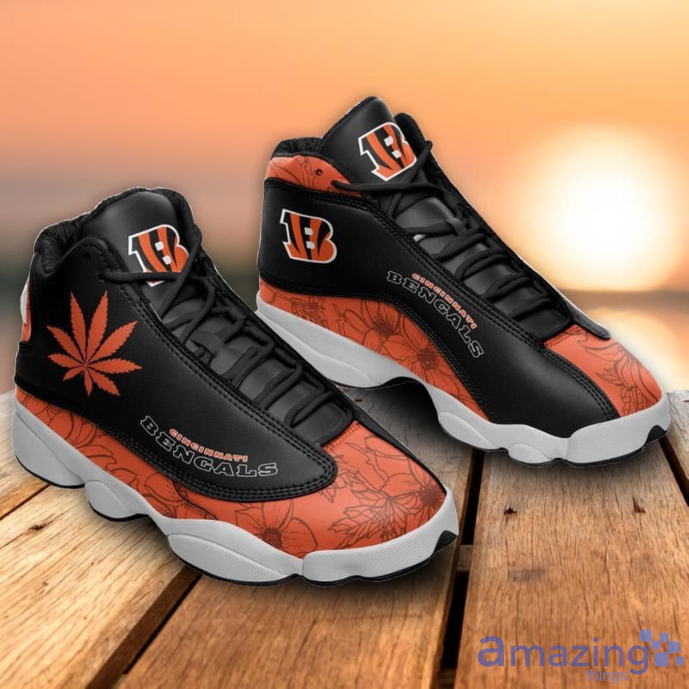 Cincinnati Bengals Flowers Logo Style Air Jordan 13 Shoes For Fans