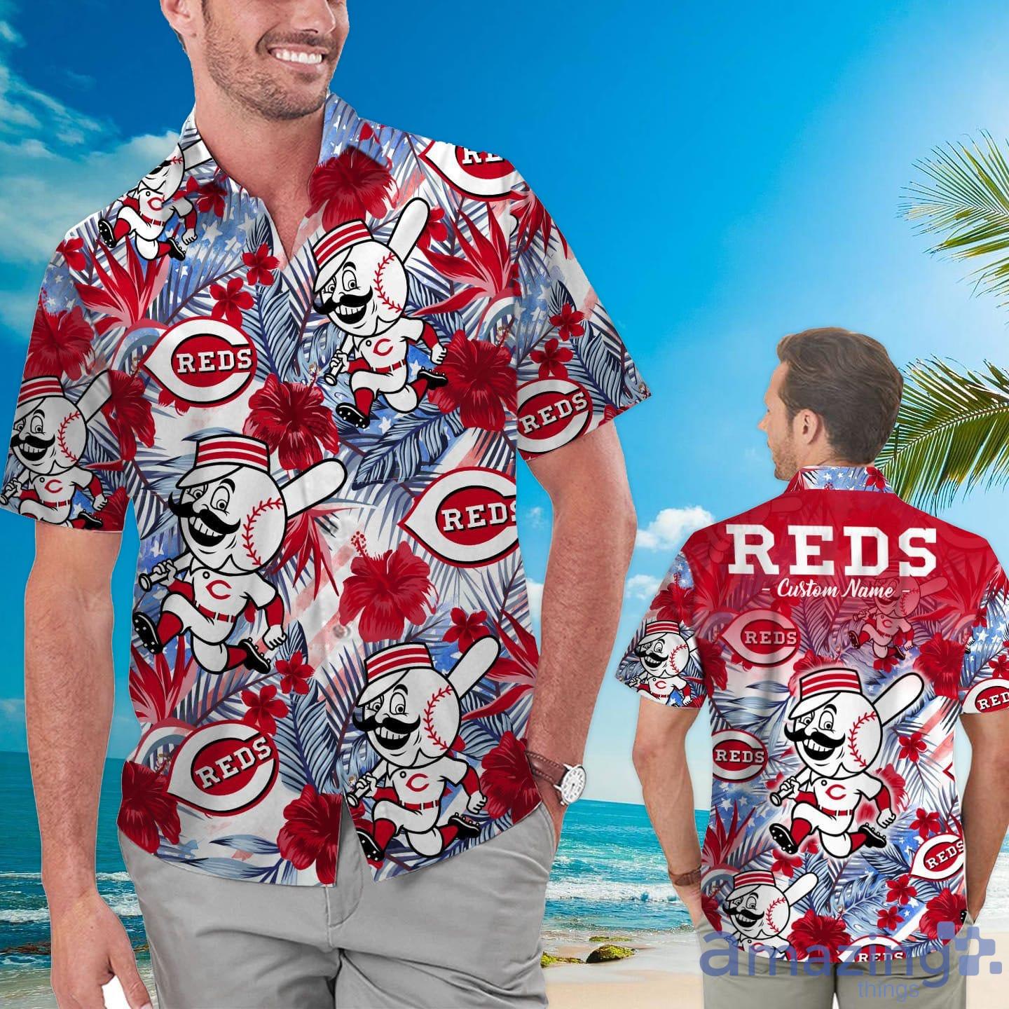 Cincinnati Reds Hawaiian Shirt Grunge Pattern Personalized
