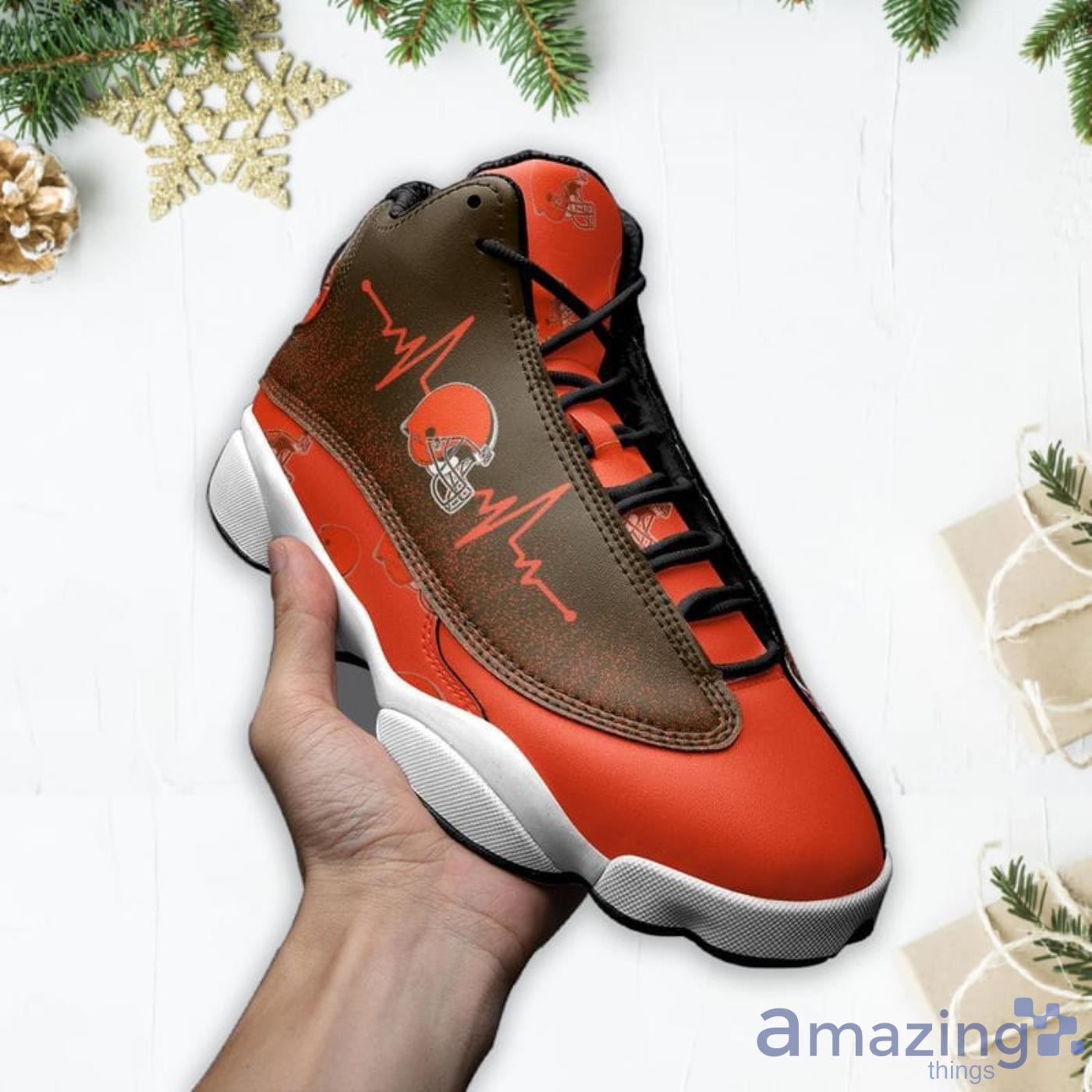 Cleveland Browns Heartbeat Pattern Air Jordan 13 Shoes For Fans image Cleveland Browns Heartbeat Pattern Air Jordan 13 Shoes For Fans Product Photo 3