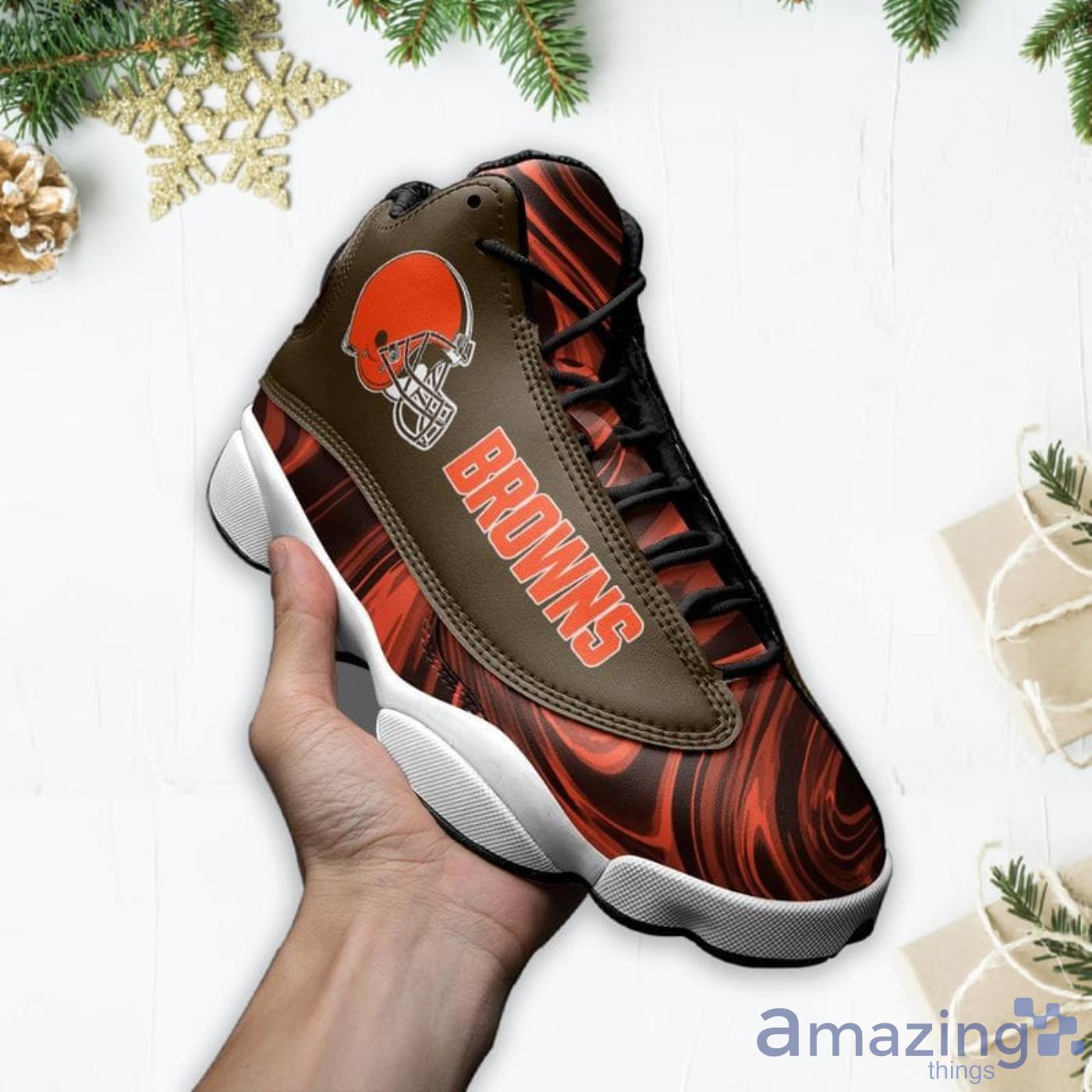 Cleveland Browns Marble Pattern Air Jordan 13 Shoes For Fans image Cleveland Browns Marble Pattern Air Jordan 13 Shoes For Fans Product Photo 3