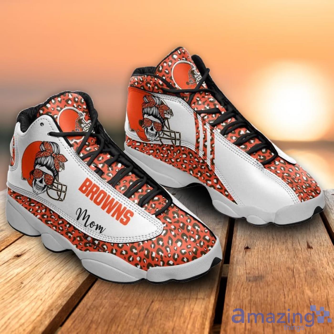Cleveland Browns Mom Leopard Pattern Air Jordan 13 Shoes For Fans Product Photo 1 Cleveland Browns Mom Leopard Pattern Air Jordan 13 Shoes For Fans Product Photo 1