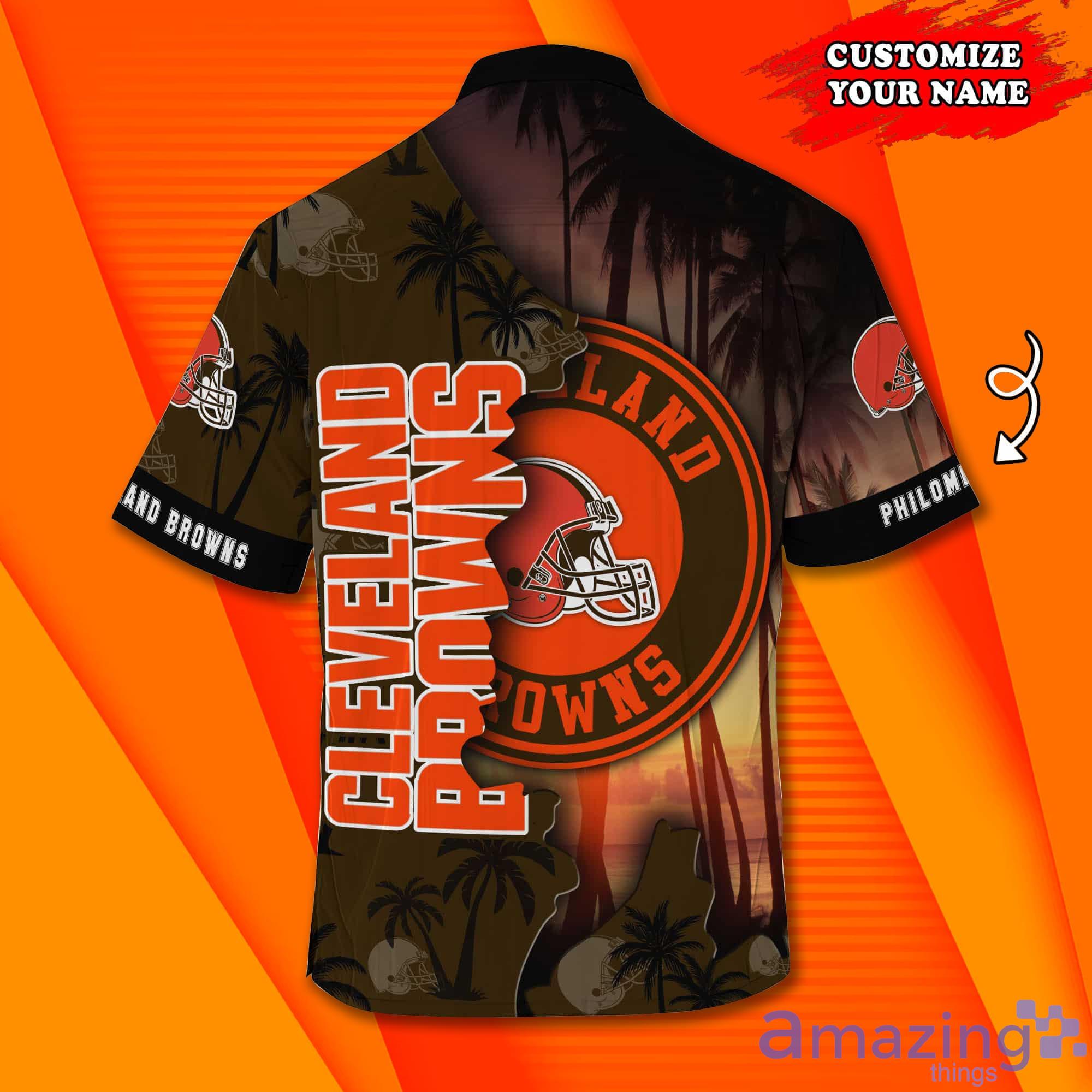 Cleveland Browns NF And Tropical Pattern Custom Name Hawaiian Shirt Product Photo 1