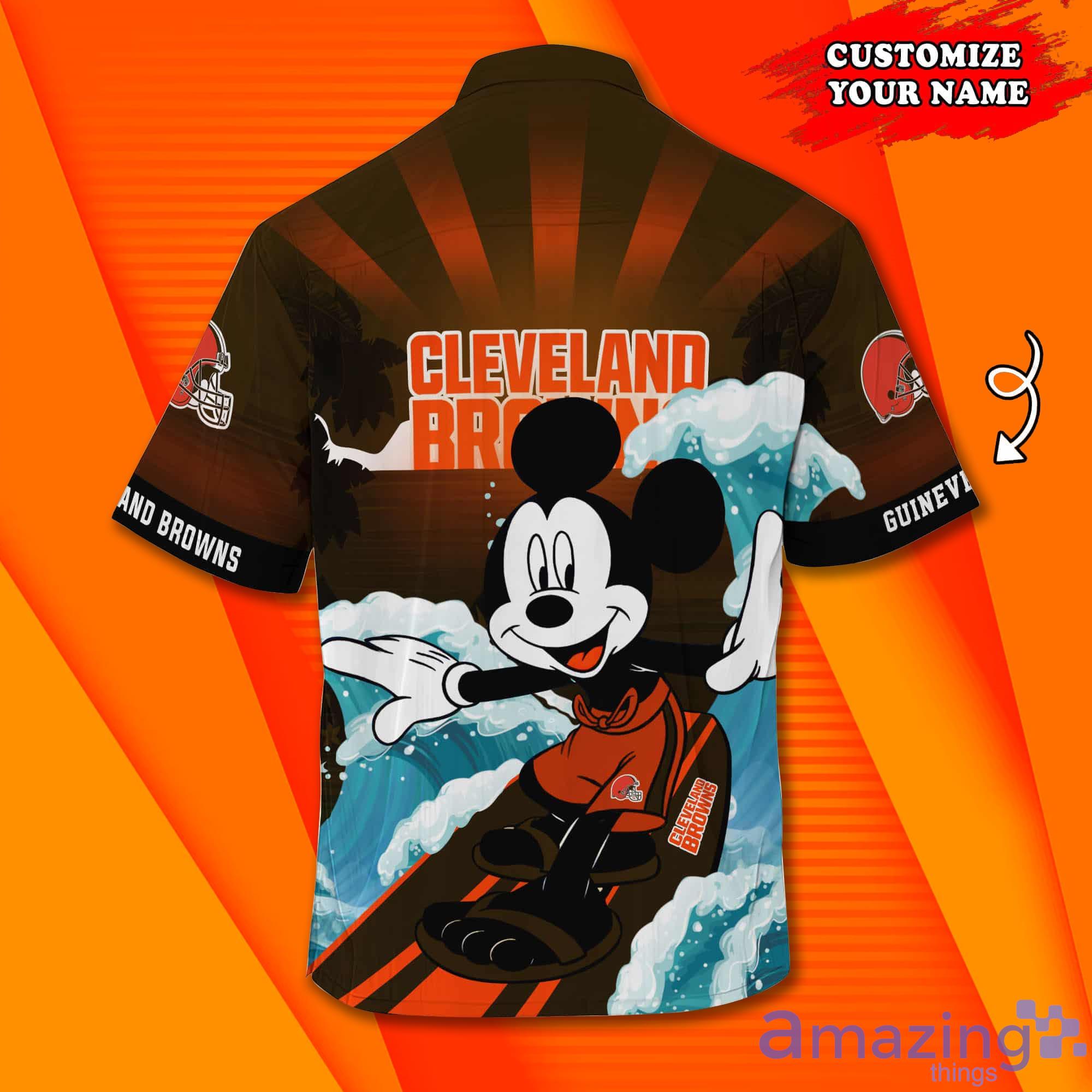 Cleveland Browns NFL And Mickey Mouse Custom Name Hawaiian Shirt Product Photo 1