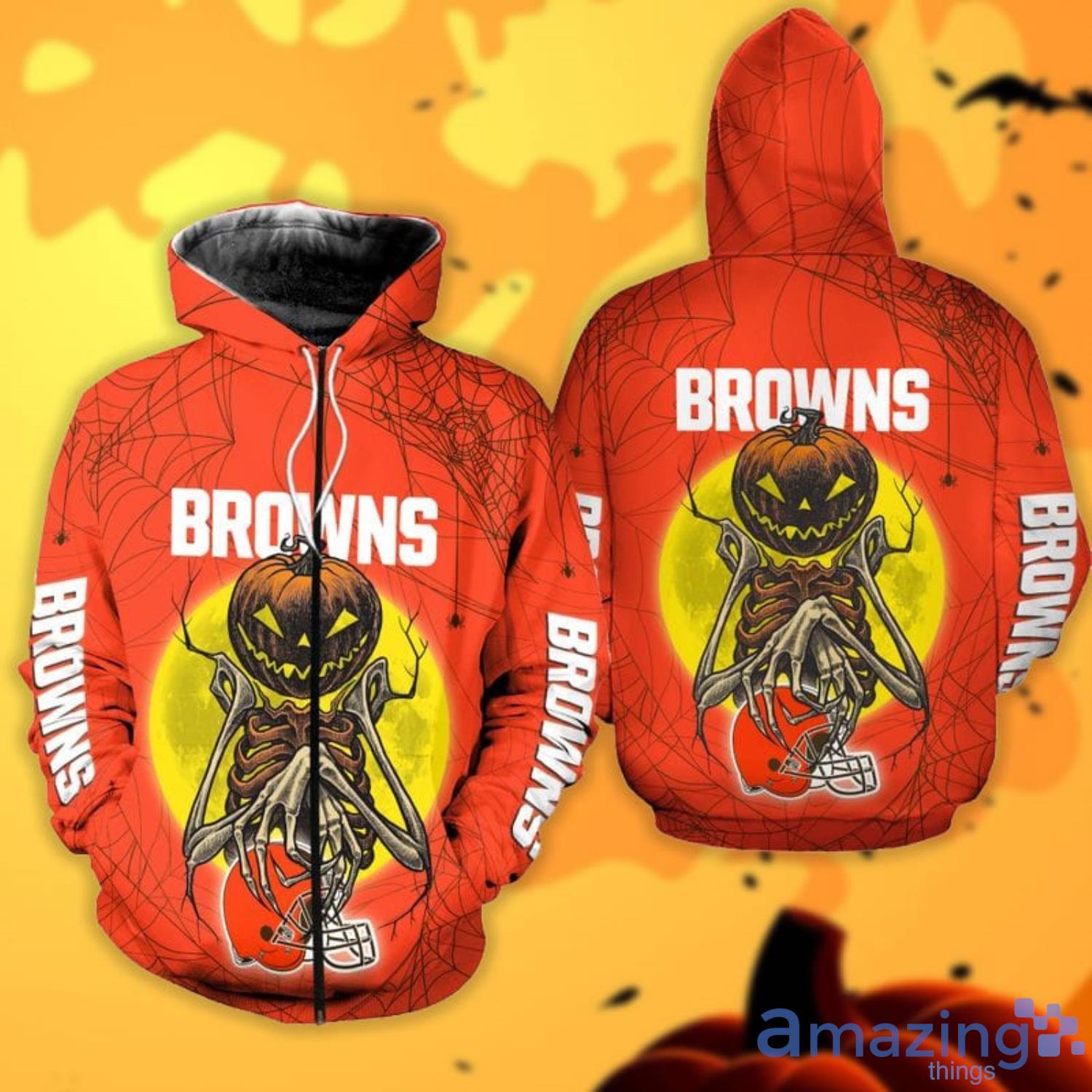 Cleveland Browns Pumpskin Monster Halloween 3D All Over Printed Shirts