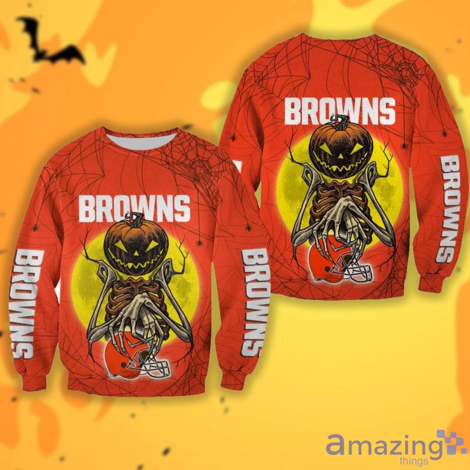 Cleveland Browns Pumpskin Monster Halloween 3D All Over Printed Shirts