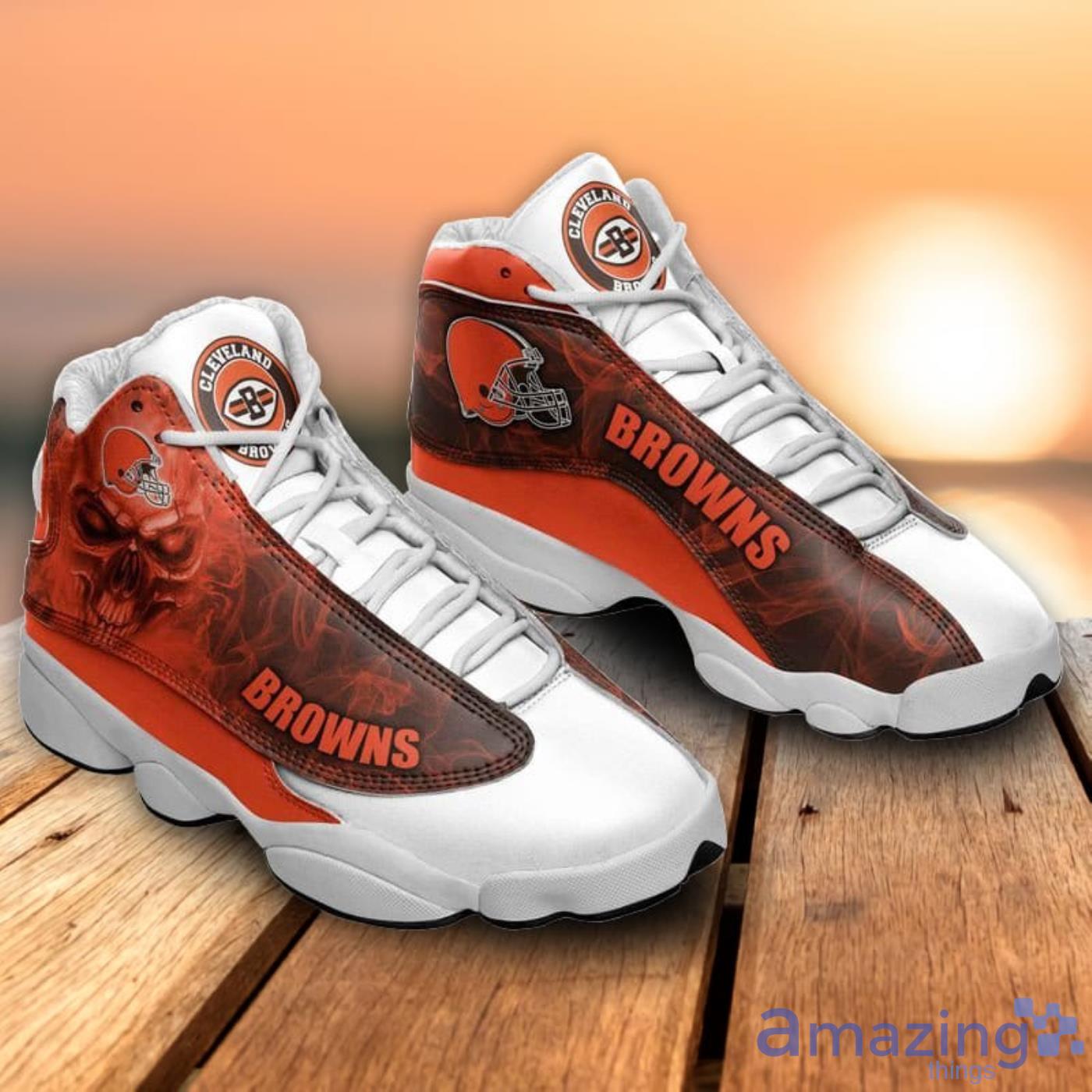 Cleveland Browns Skull Air Jordan 13 Sneakers Shoes