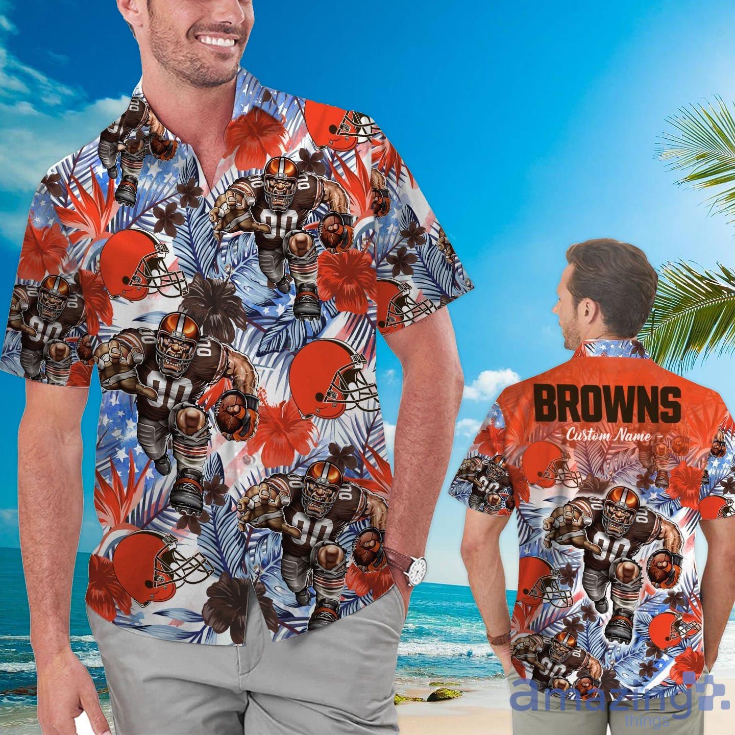 Cleveland Browns Tropical Floral Custom Name Aloha Hawaiian Shirt Product Photo 1