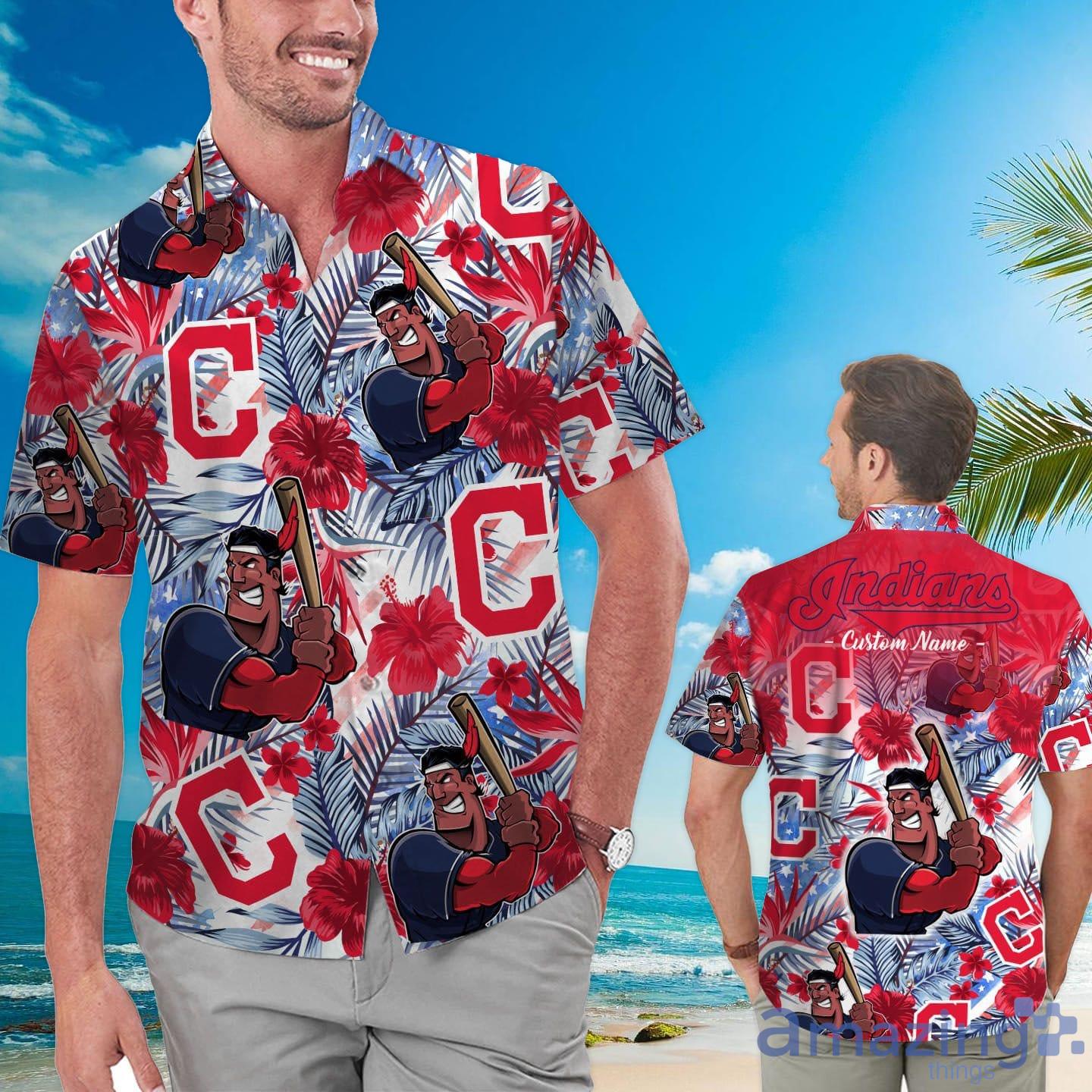 Cleveland Indians Tropical Floral Custom Name Aloha Hawaiian Shirt