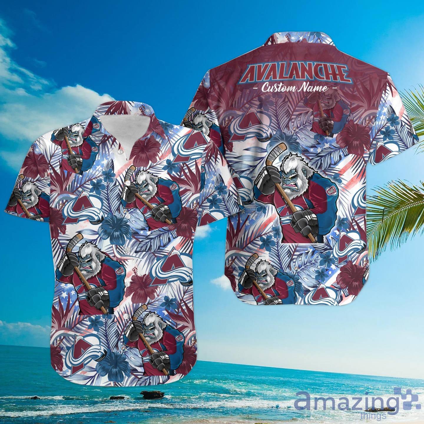 Calgary Flames Tropical Floral Custom Name Aloha Hawaiian Shirt