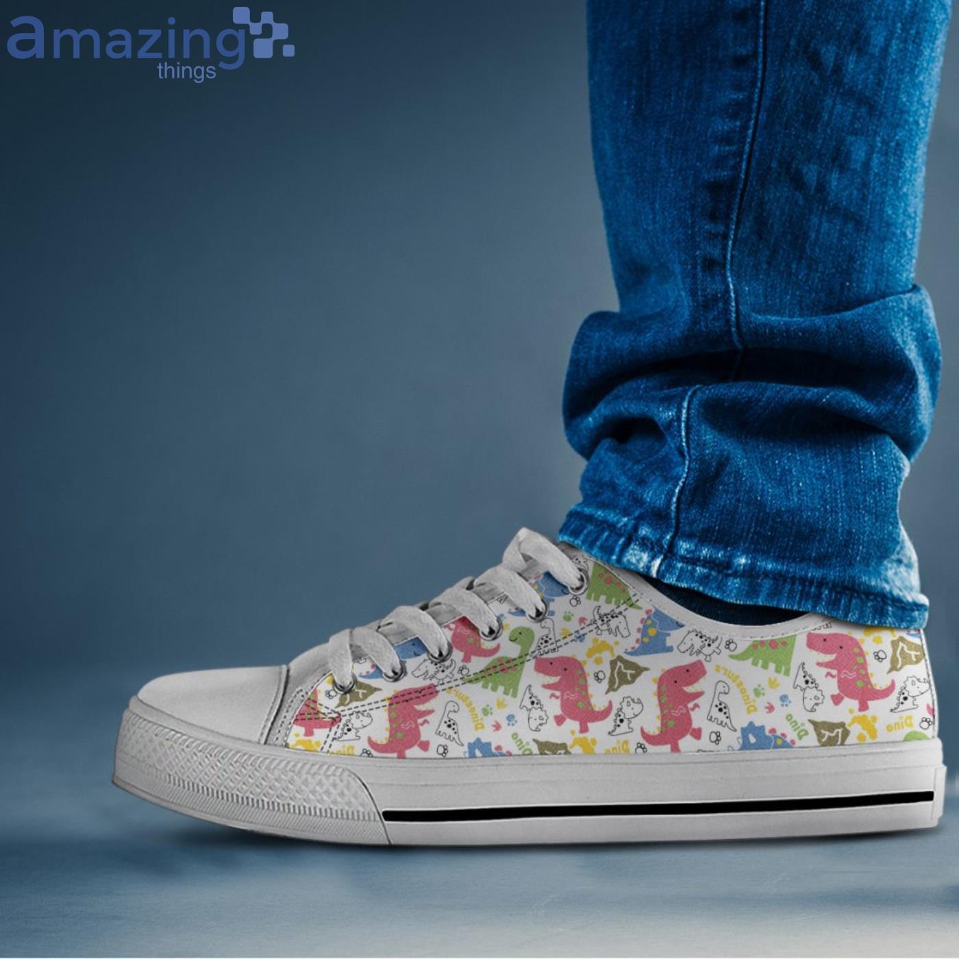 Colorful Dinosaur Pattern Low Top Shoes image Colorful Dinosaur Pattern Low Top Shoes Product Photo 2