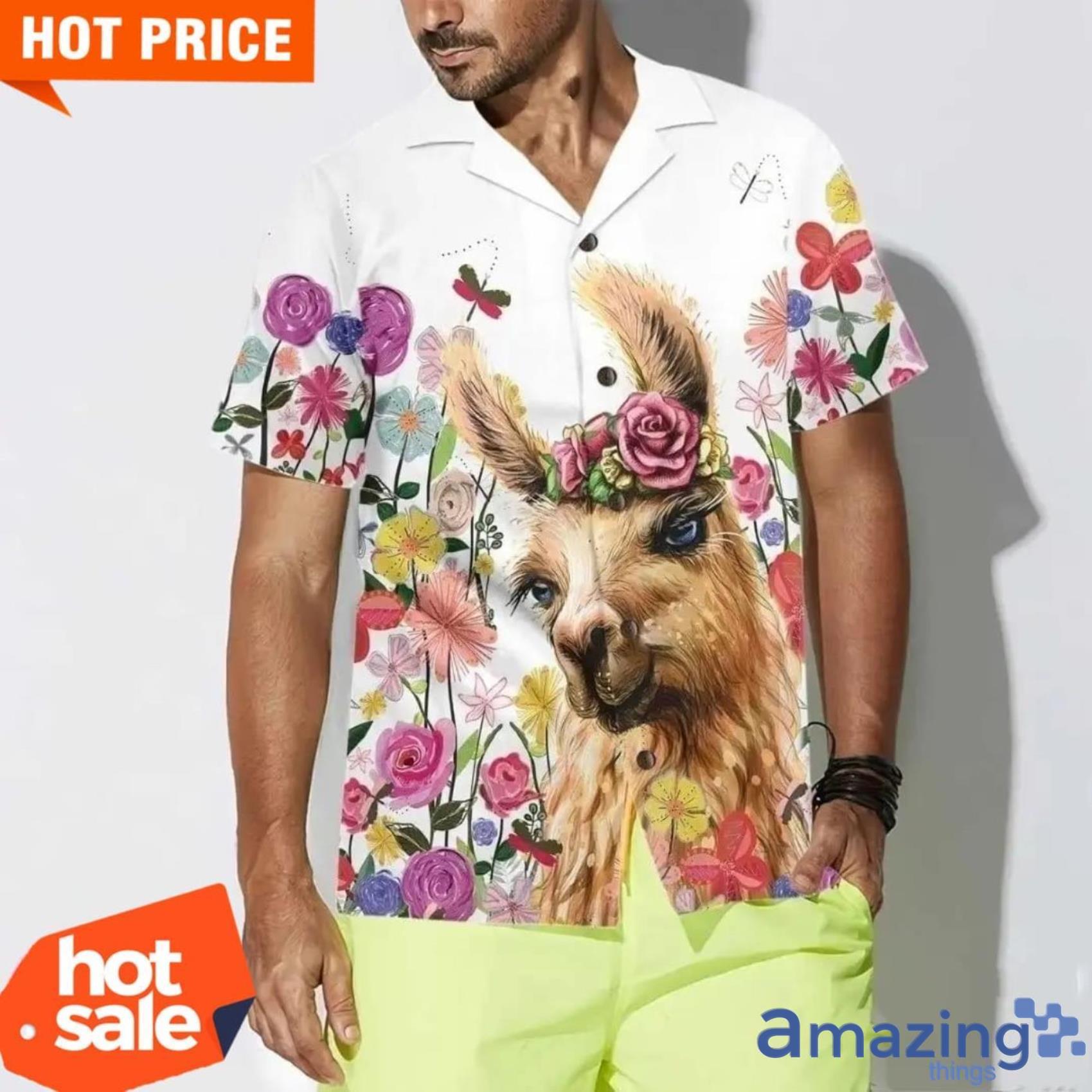 Colorful Flower With Alpaca Hawaiian Shirt Best Animal Lovers Hawaiian Shirt image Colorful Flower With Alpaca Hawaiian Shirt Best Animal Lovers Hawaiian Shirt Product Photo 4