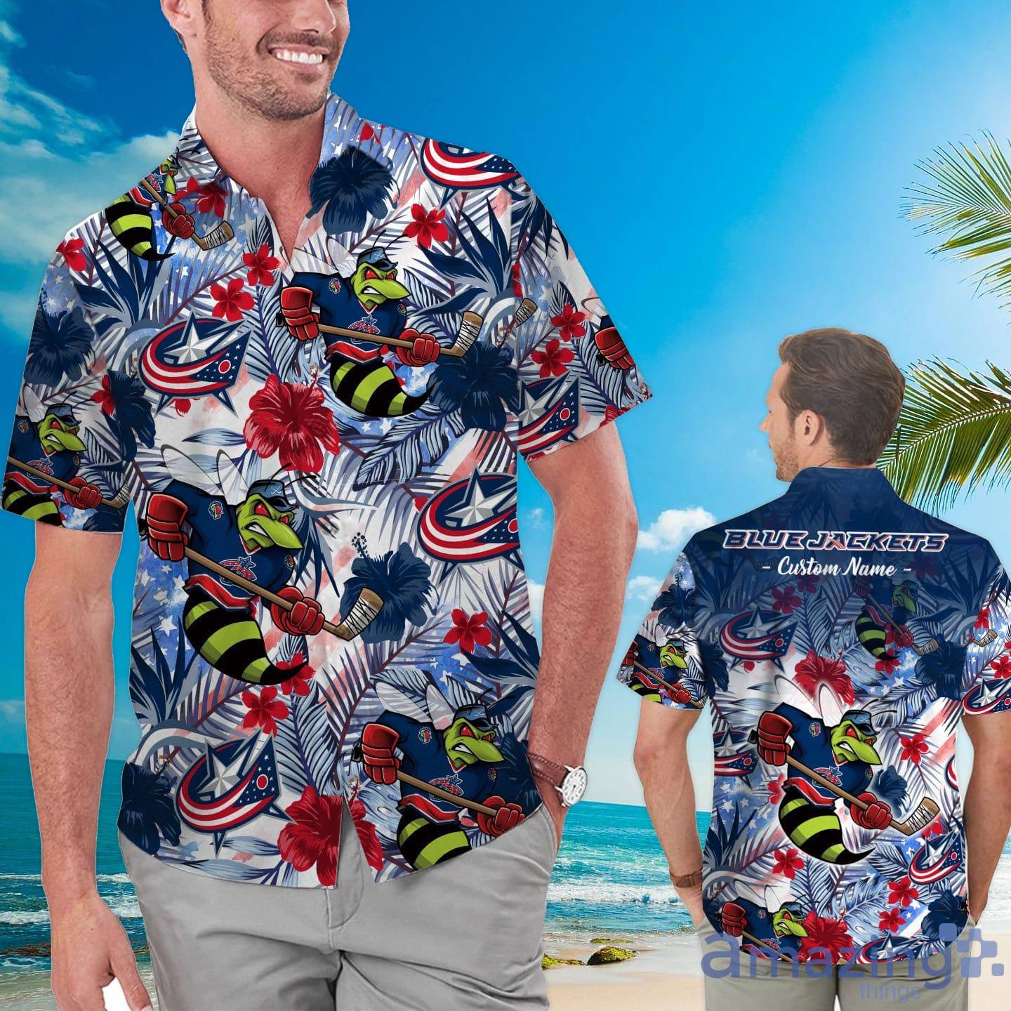 Columbus Blue Jackets NHL Us Flag Hawaiian Shirt Custom Summer