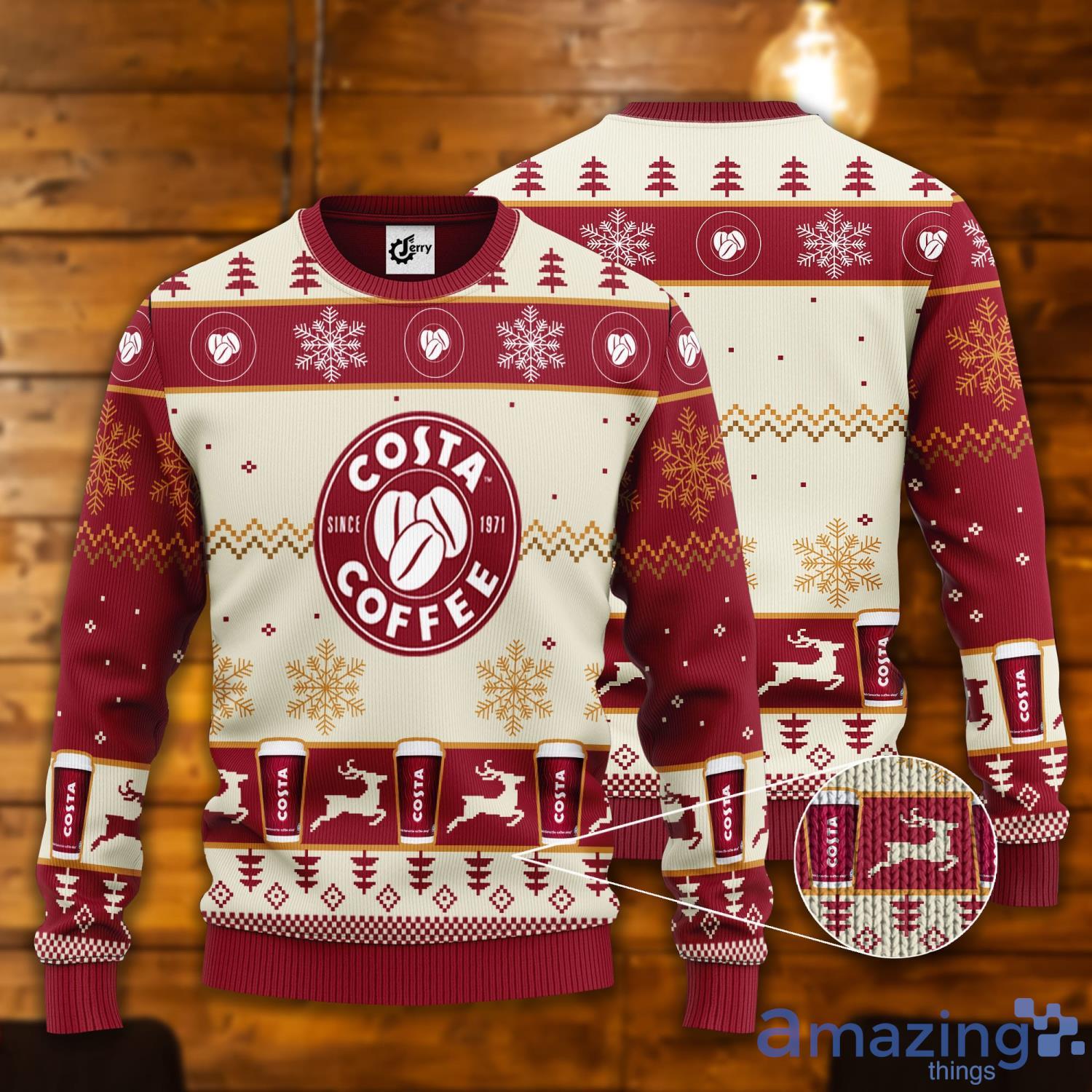 Costa Reindeer Pattern Ugly Christmas Sweater Product Photo 1 Costa Reindeer Pattern Ugly Christmas Sweater Product Photo 1