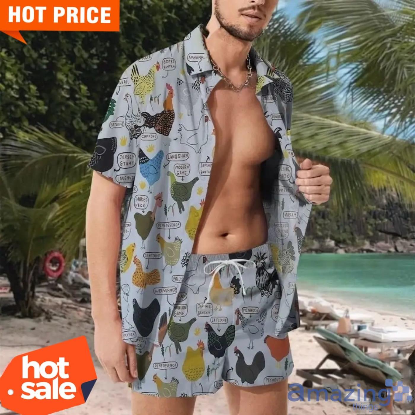 Country Chicken Breed Funny Short Sleeves Hawaiian Shirt image Country Chicken Breed Funny Short Sleeves Hawaiian Shirt Product Photo 3