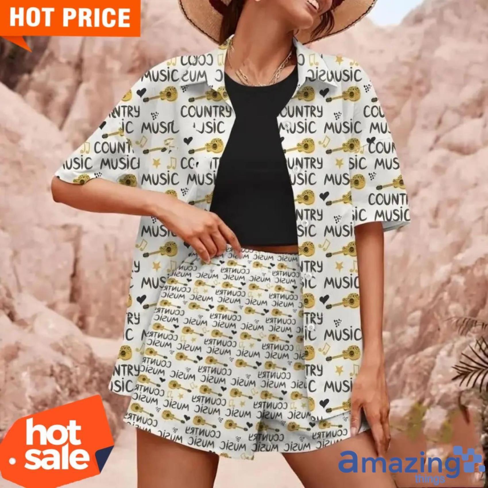 Country Music Yellow Guitar Pattern Hawaiian Shirt Product Photo 1