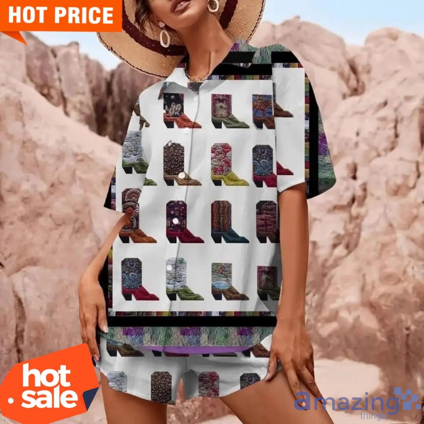 Cowboy Boots Short Sleeves Hawaiian Shirt image Cowboy Boots Short Sleeves Hawaiian Shirt Product Photo 2