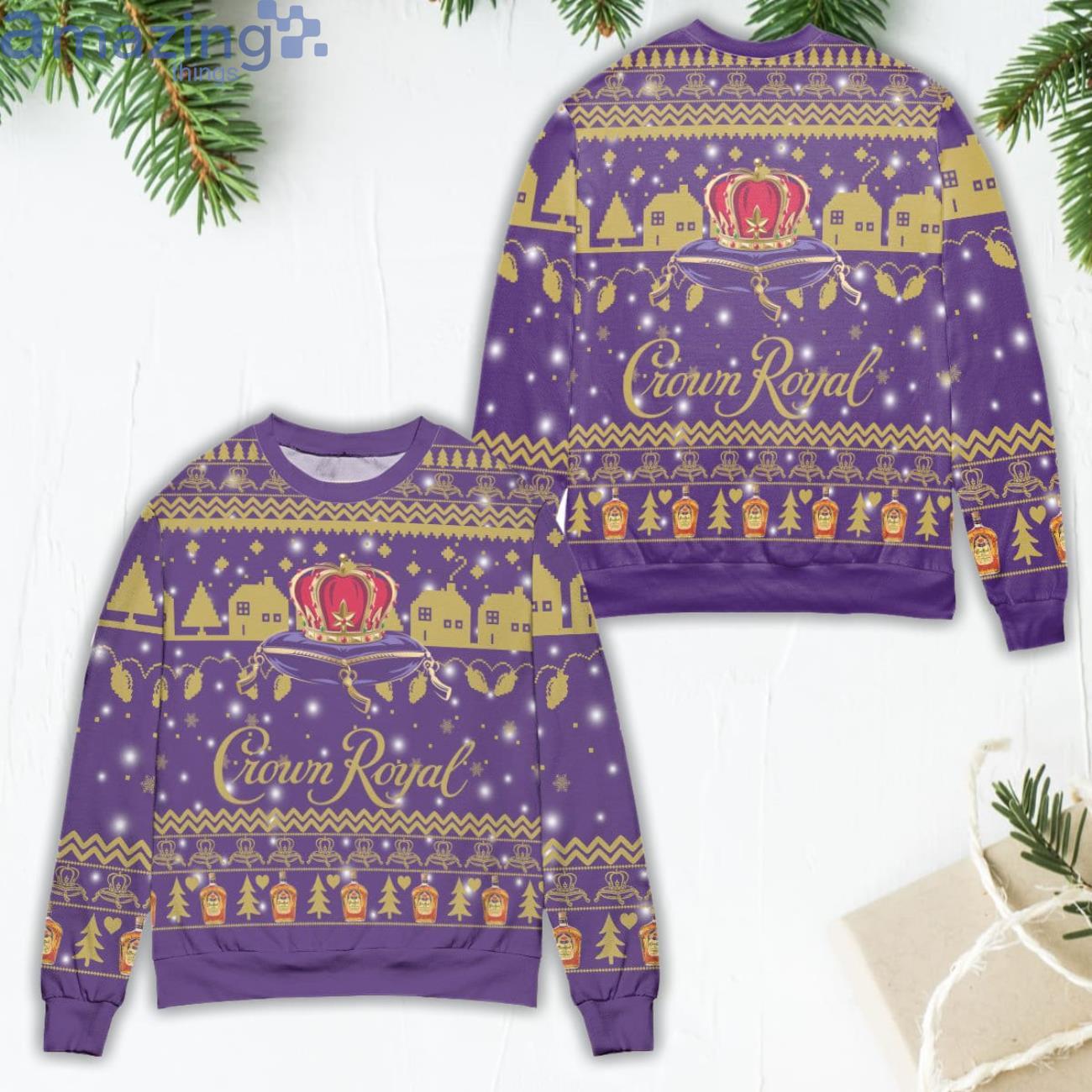 Personalized Name Crown Royal Ugly Christmas Sweater Custom Name