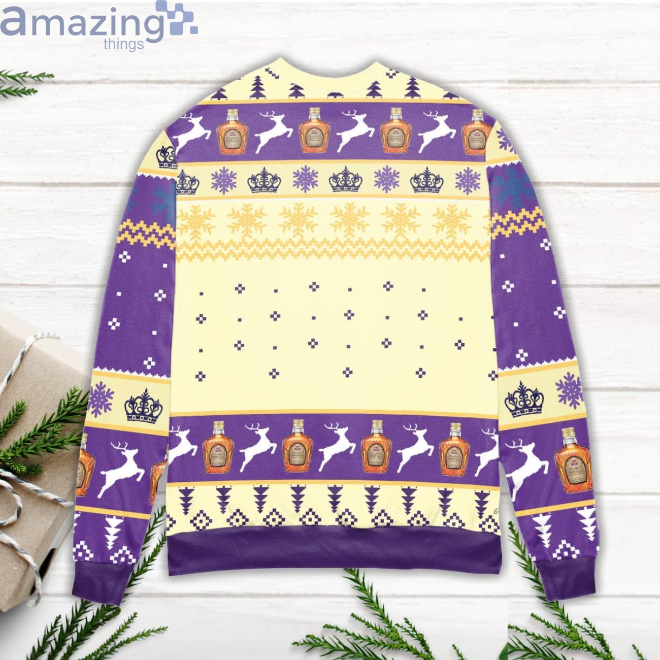 Crown Royal Logo Snowflakes Purple Ugly Christmas Sweater image Crown Royal Logo Snowflakes Purple Ugly Christmas Sweater Product Photo 3