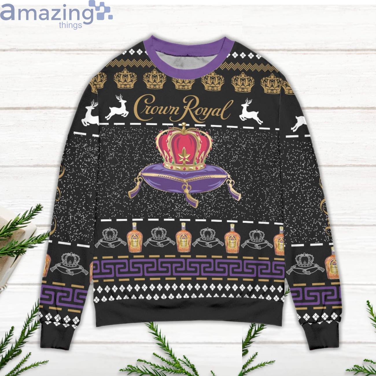 Crown Royal Reindeer Galaxy Ugly Christmas Sweater image Crown Royal Reindeer Galaxy Ugly Christmas Sweater Product Photo 2