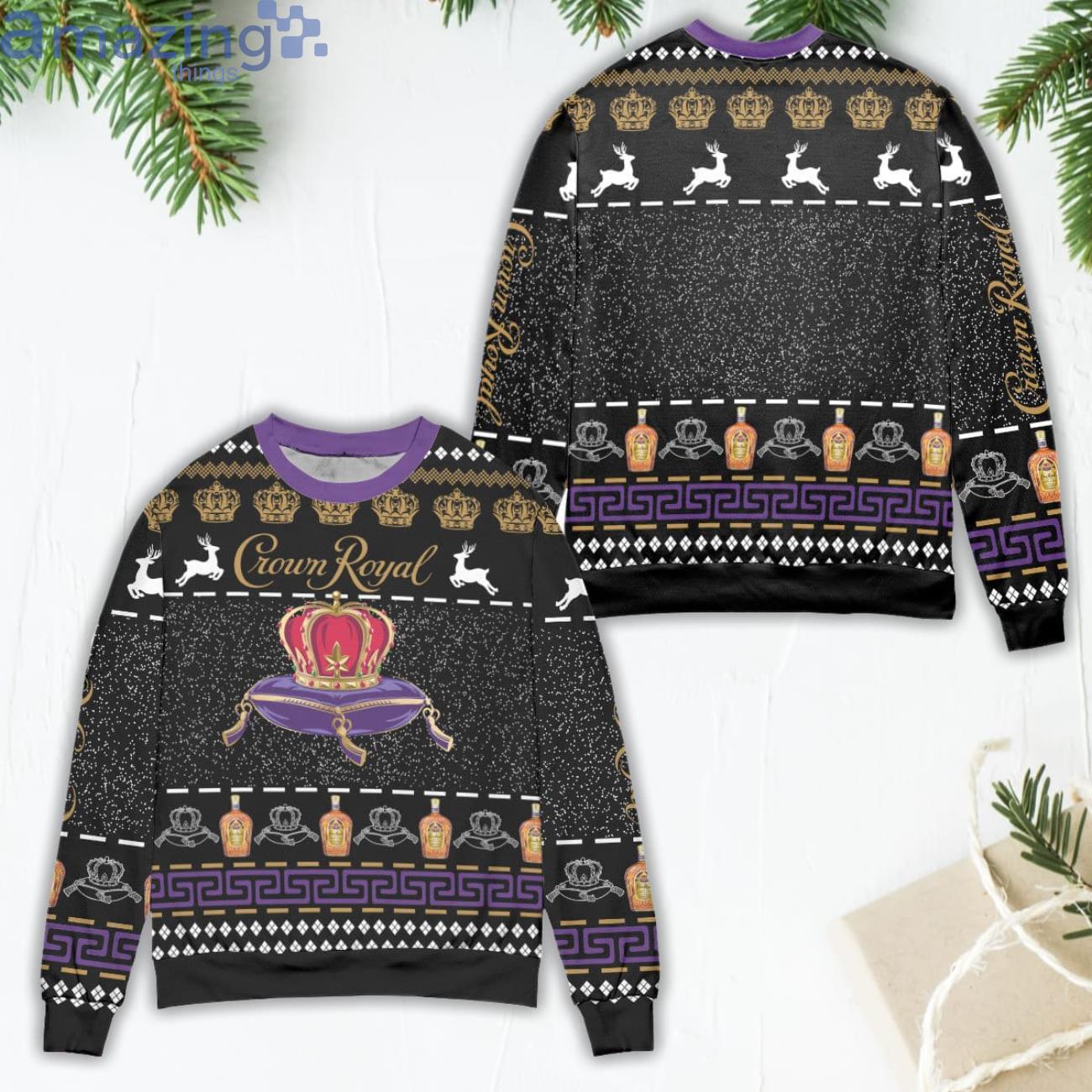 Crown Royal Reindeer Galaxy Ugly Christmas Sweater Product Photo 1 Crown Royal Reindeer Galaxy Ugly Christmas Sweater Product Photo 1