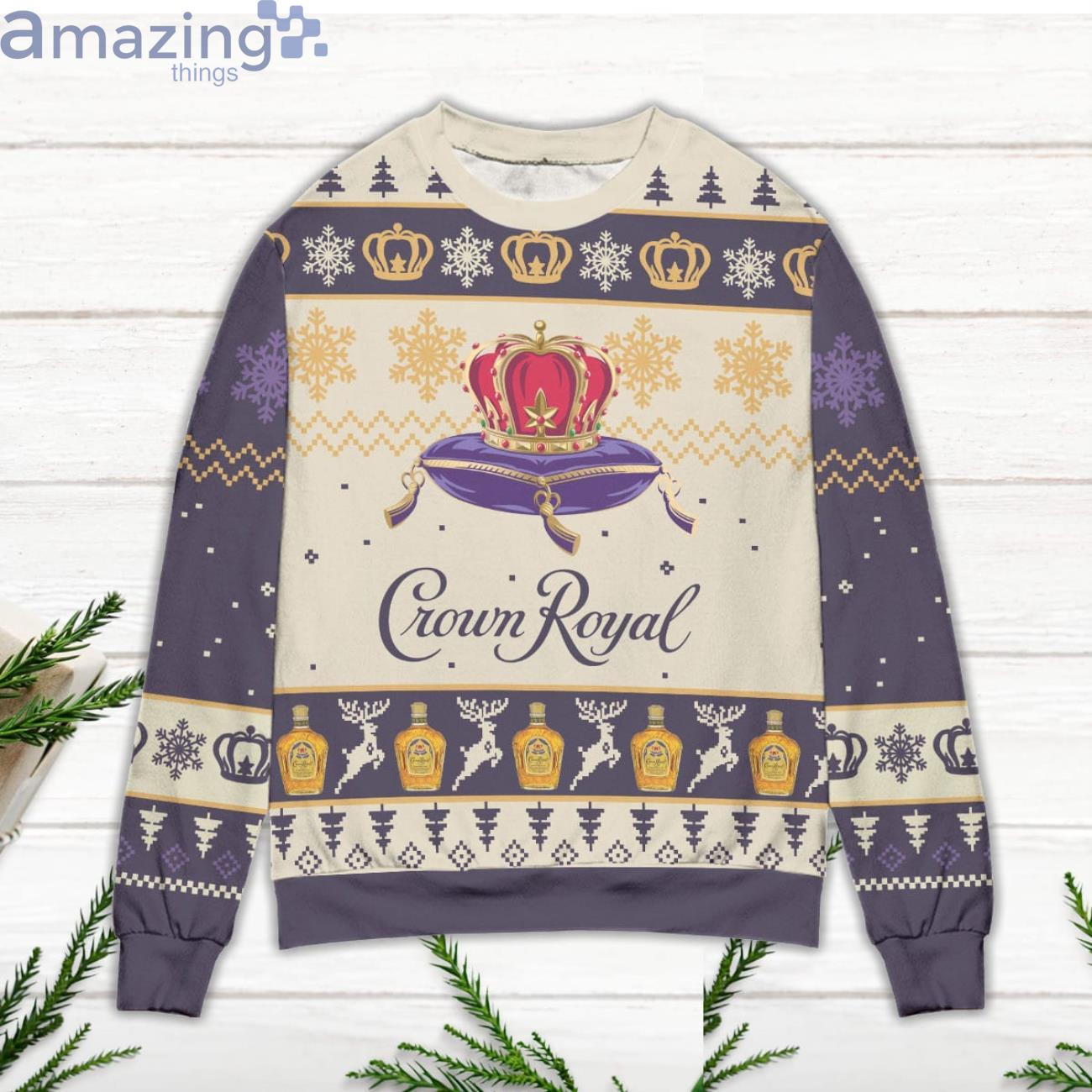 Crown Royal Reindeer & Snowflake Pattern Ugly Christmas Sweater image Crown Royal Reindeer & Snowflake Pattern Ugly Christmas Sweater Product Photo 2