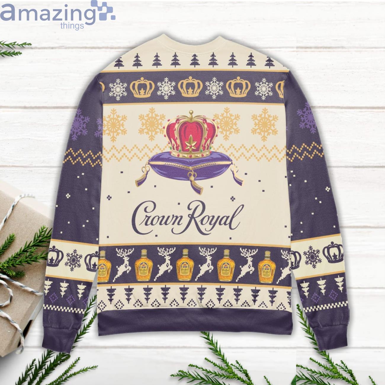 Crown Royal Reindeer & Snowflake Pattern Ugly Christmas Sweater image Crown Royal Reindeer & Snowflake Pattern Ugly Christmas Sweater Product Photo 3