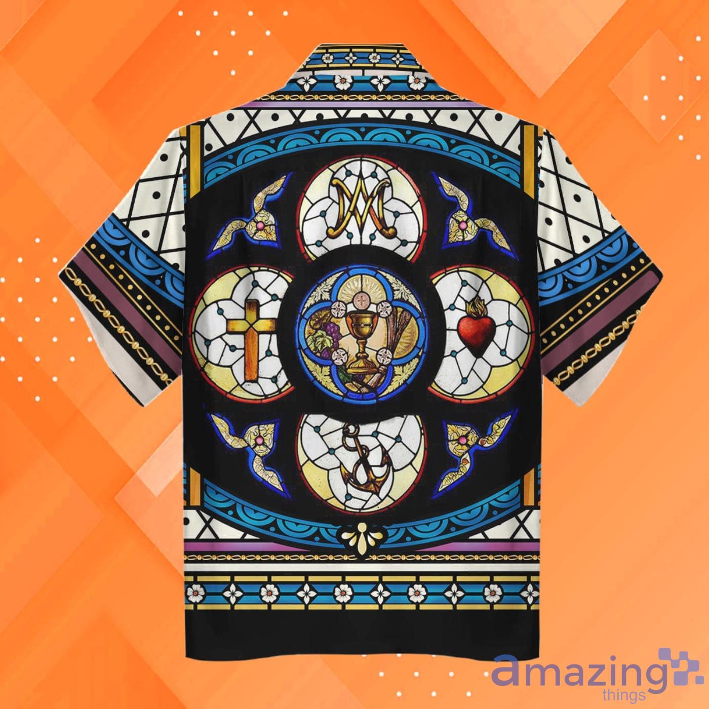 Crucifixion Of Christ Staine Hawaiian Shirt image Crucifixion Of Christ Staine Hawaiian Shirt Product Photo 2