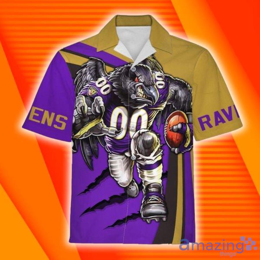 Custom Name Baltimore Ravens Football Short Sleeve Hawaiian Shirt image Custom Name Baltimore Ravens Football Short Sleeve Hawaiian Shirt Product Photo 2