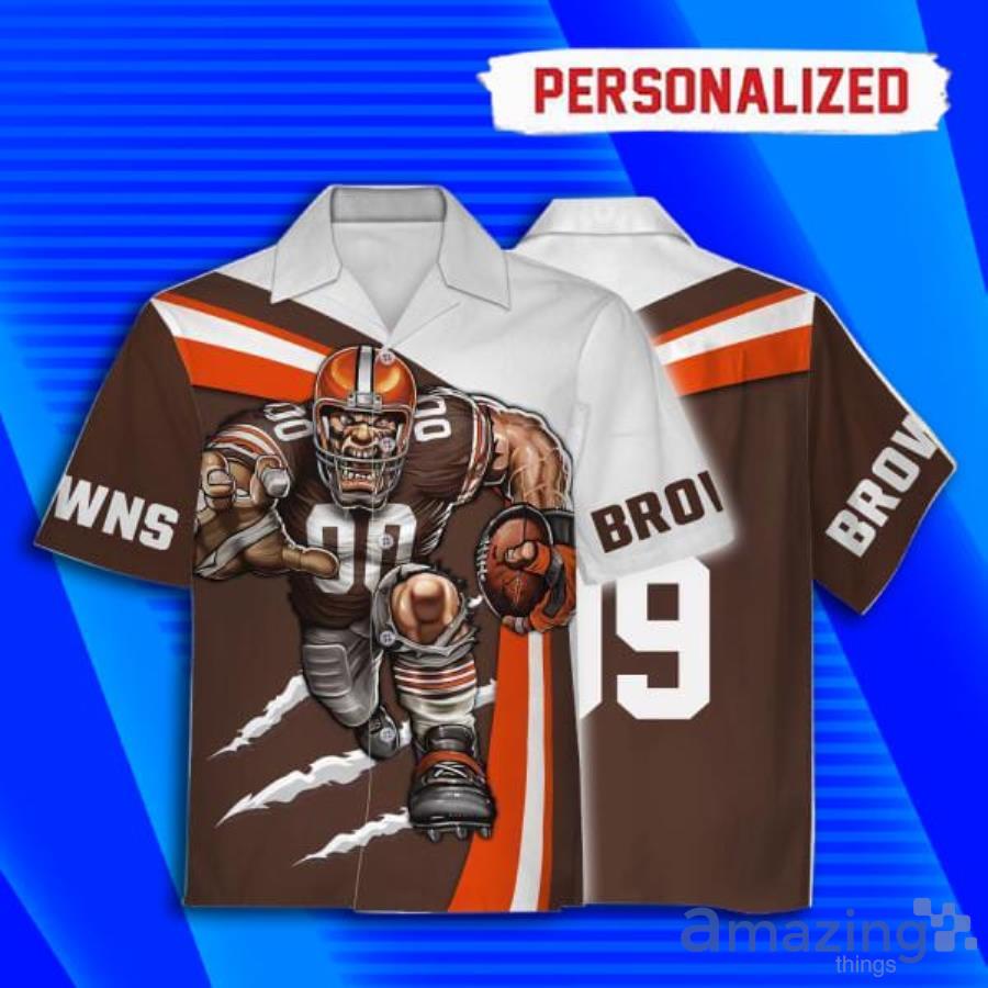 Custom Name Cleveland Browns Football Short Sleeve Hawaiian Shirt Product Photo 1