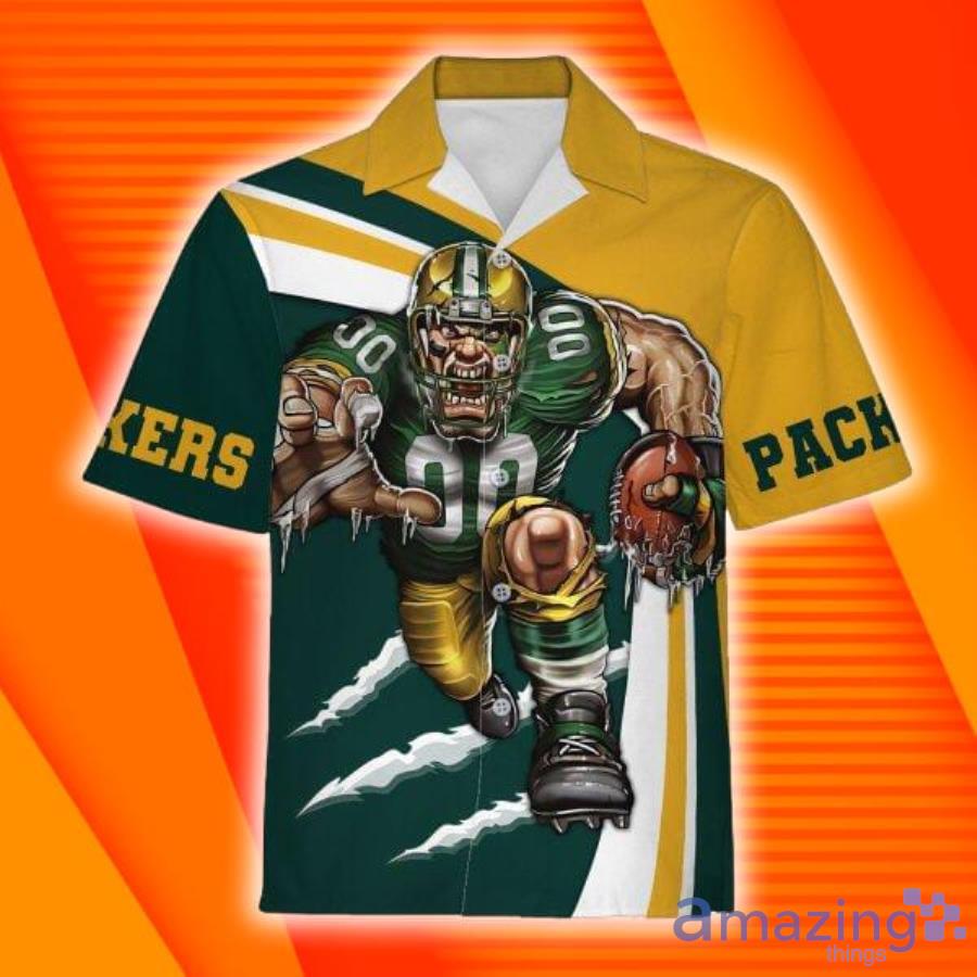 Custom Name Green Bay Packers Football Short Sleeve Hawaiian Shirt image Custom Name Green Bay Packers Football Short Sleeve Hawaiian Shirt Product Photo 2