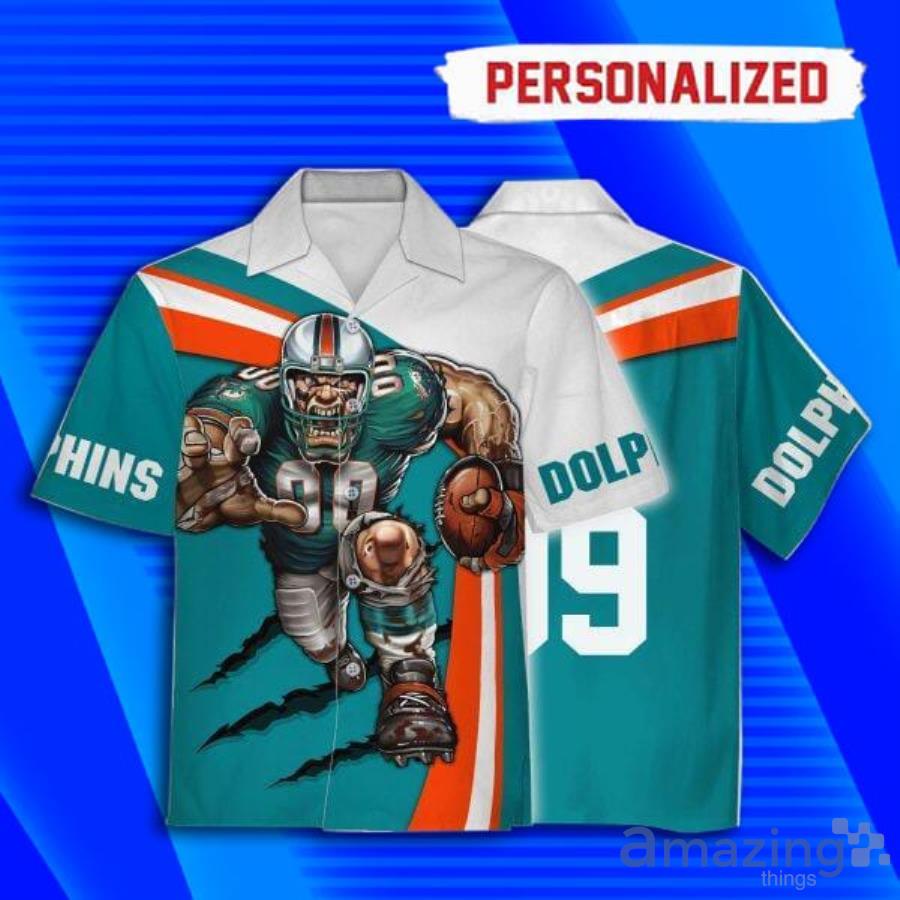 Custom Name Miami Dolphins Football Short Sleeve Hawaiian Shirt Product Photo 1