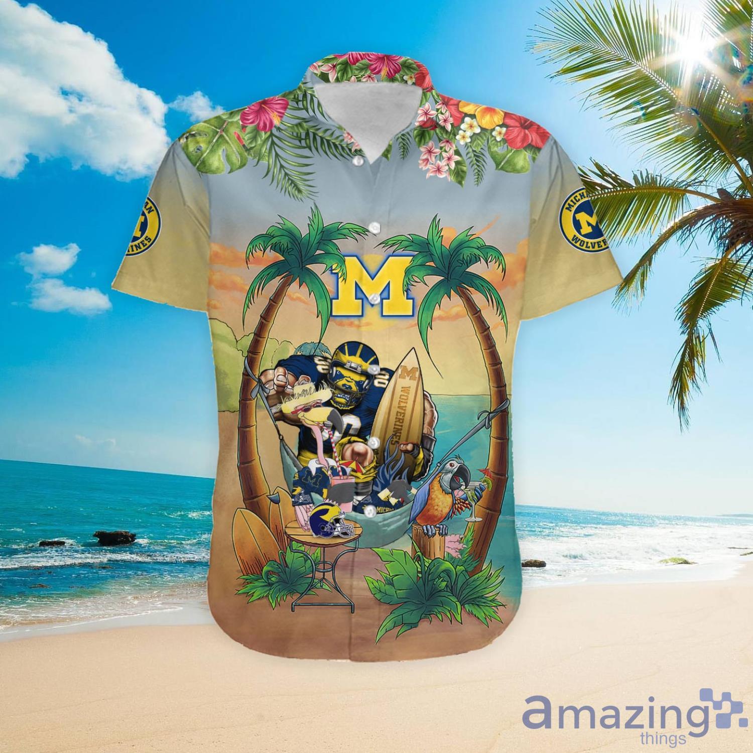 NCAA Michigan Wolverines Hawaiian Shirt Summer Beach Gift –