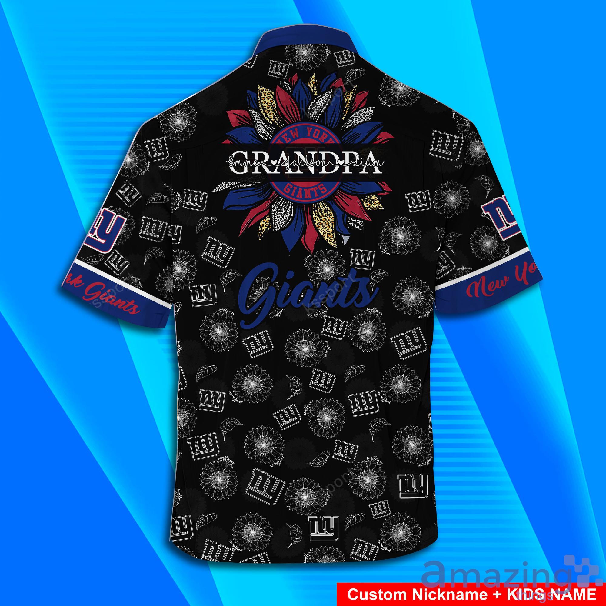 Custom Name New York Giants NFL And Flowers Pattern Hawaiian Shirt Product Photo 1