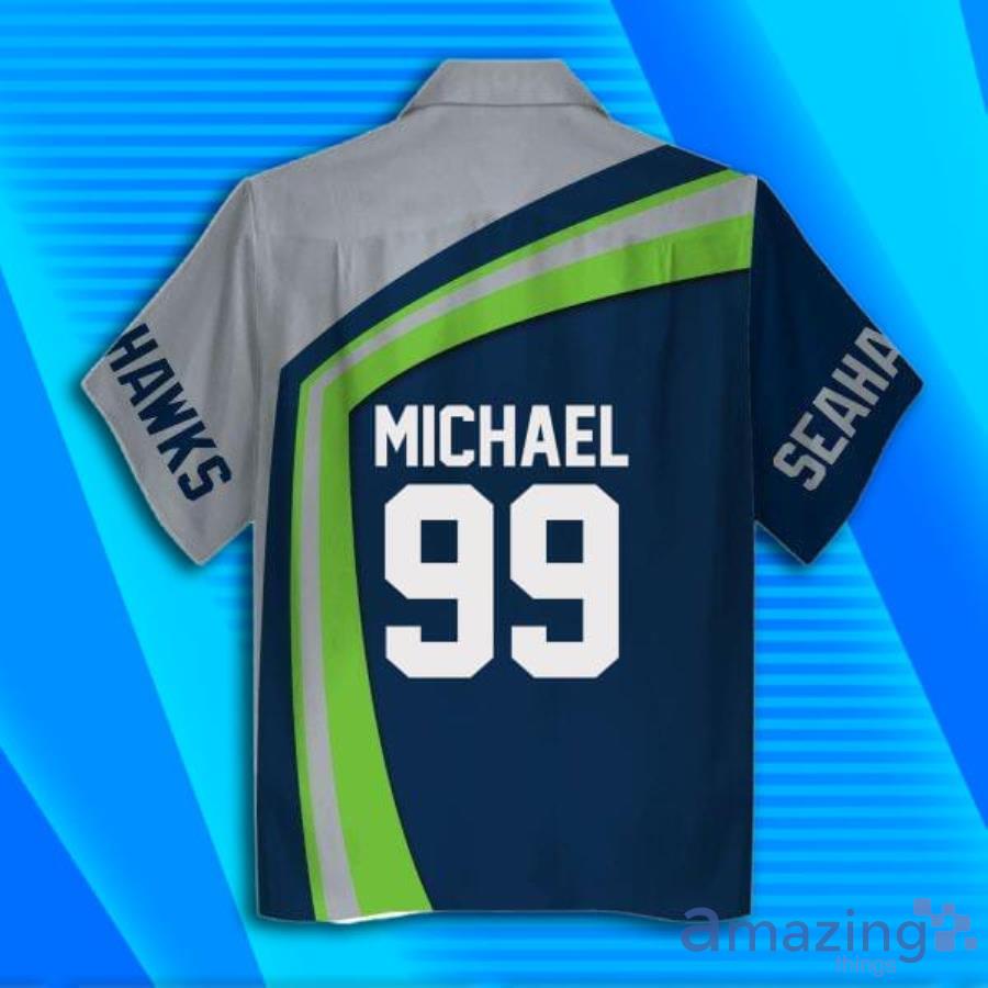 Custom Name Seattle Seahawks Football Short Sleeve Hawaiian Shirt image Custom Name Seattle Seahawks Football Short Sleeve Hawaiian Shirt Product Photo 3