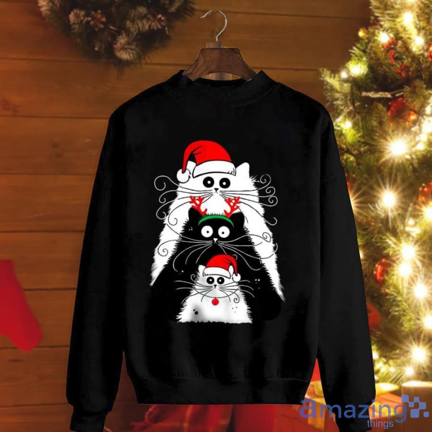 Cute Cats Christmas Tree Santa Reindeer Cats Great For Cat Lover Christmas Sweatshirt Product Photo 1