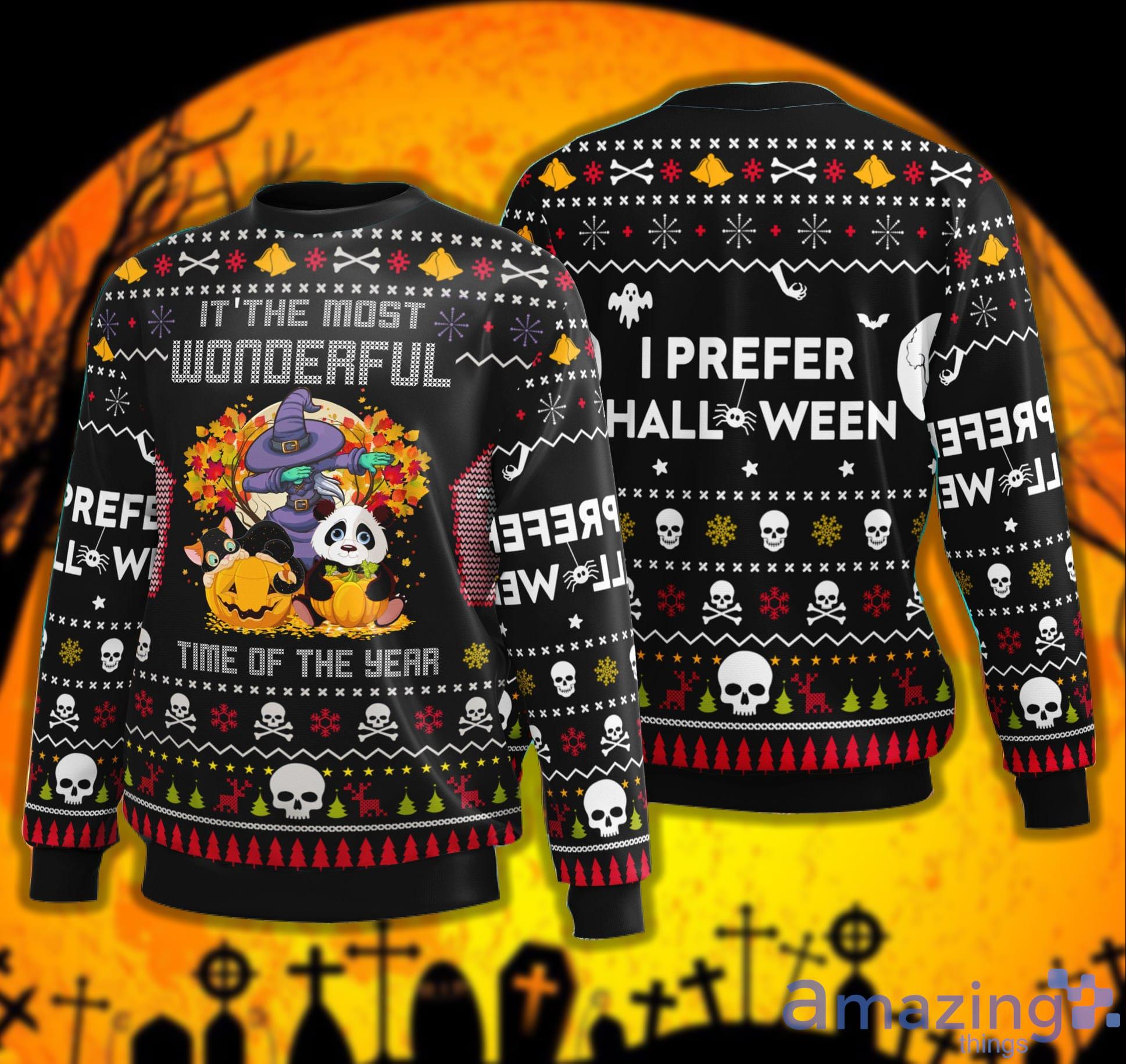 Cute Halloween Panda Pumpkin Witch Its the Most Wonderful Time of the Year Halloween Sweater Product Photo 1