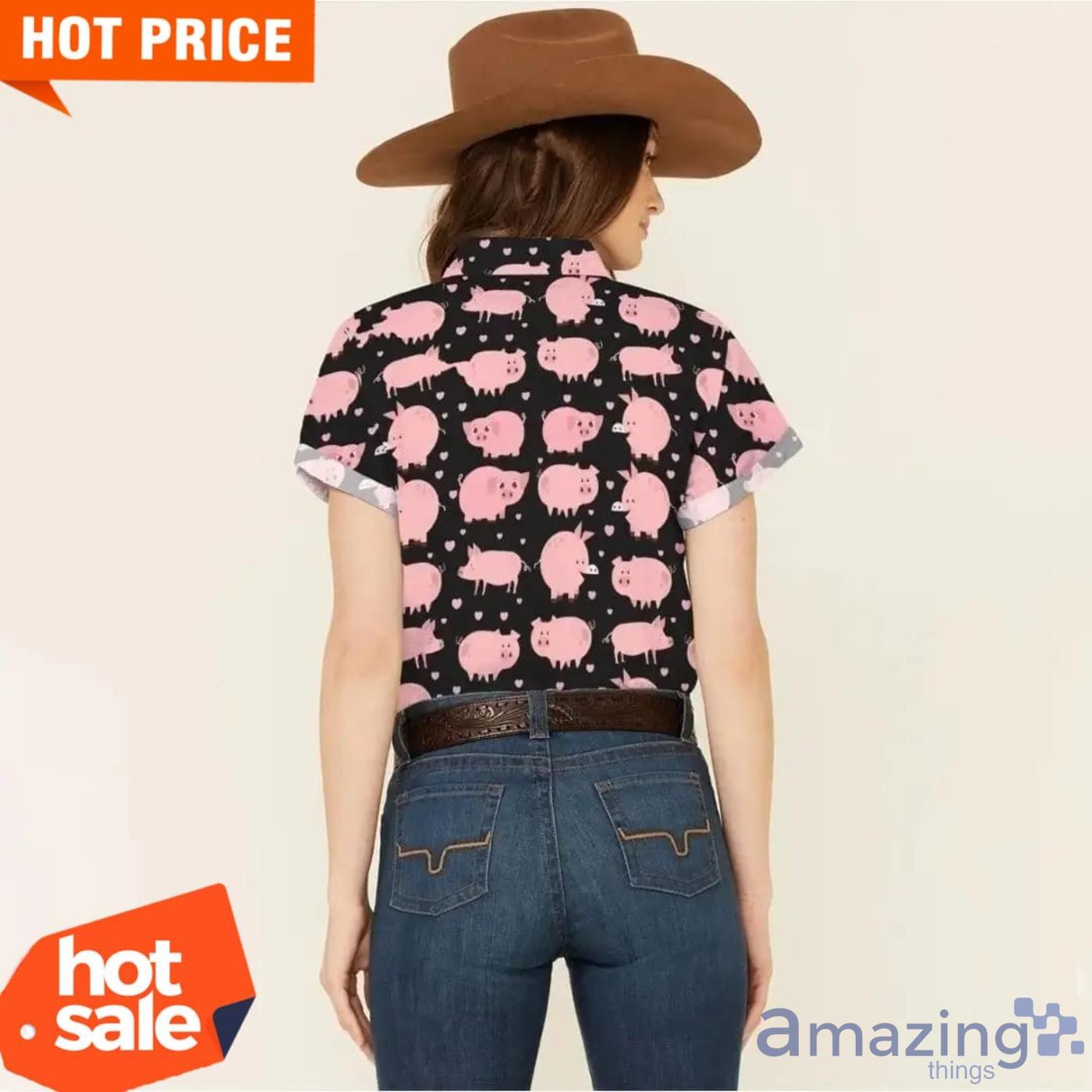 Cute Pig Pattern Hawaiian Shirt Animal Lovers Aloha Shirt image Cute Pig Pattern Hawaiian Shirt Animal Lovers Aloha Shirt Product Photo 2