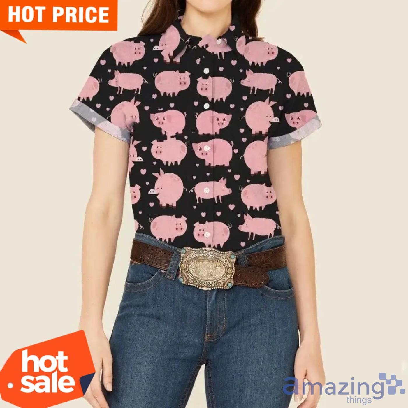 Cute Pig Pattern Hawaiian Shirt Animal Lovers Aloha Shirt Product Photo 1 Cute Pig Pattern Hawaiian Shirt Animal Lovers Aloha Shirt Product Photo 1