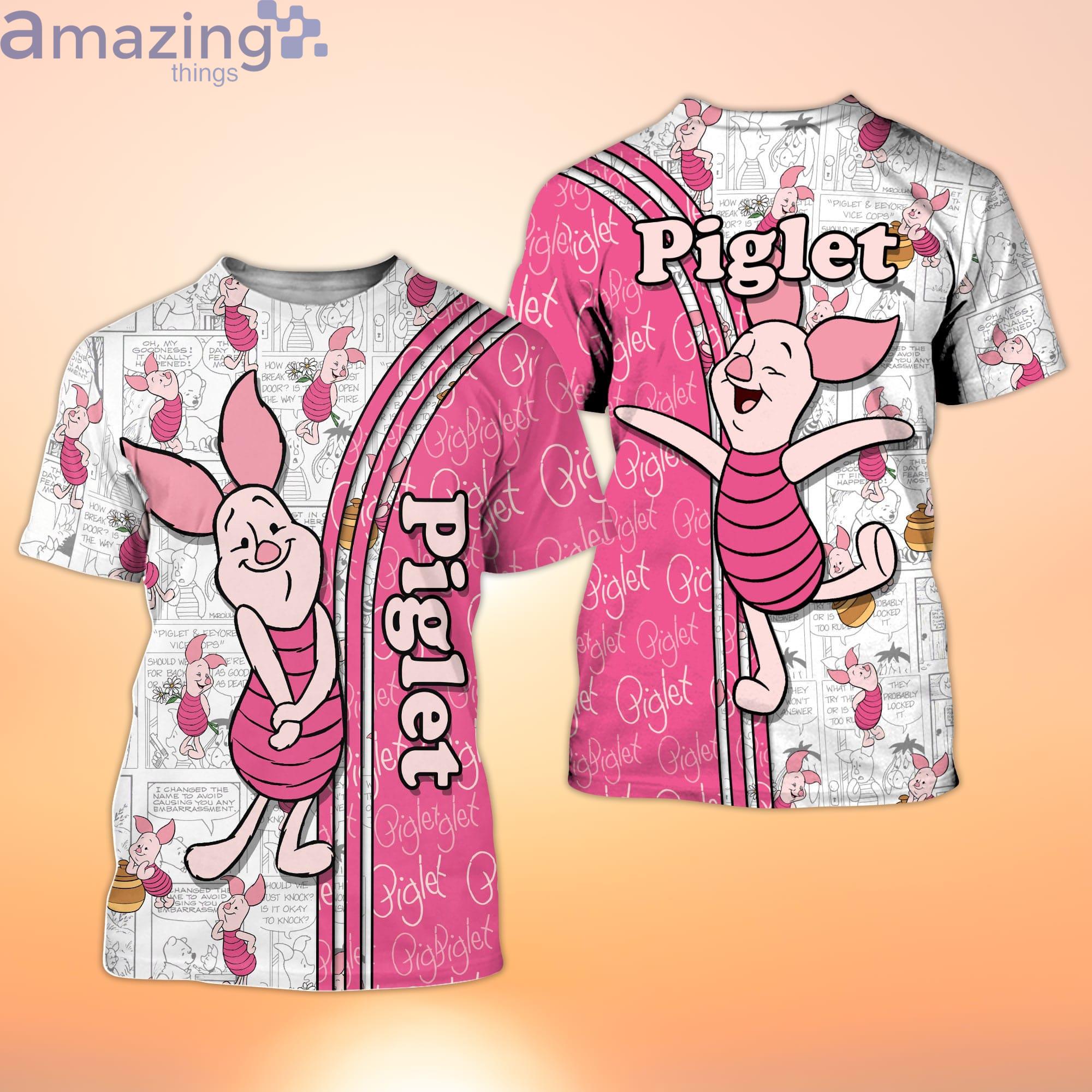 Cute Pink Piglet Cross Comic Book Patterns Disney Cartoon 3D T-Shirt Product Photo 1