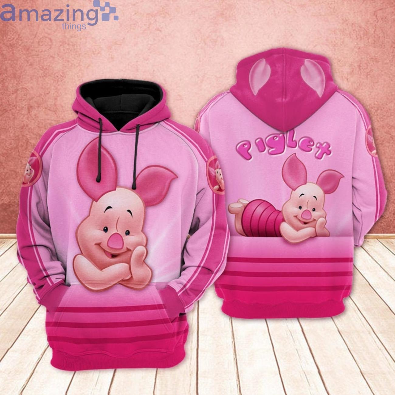 Cute Pink Piglet Pig Disney Cartoon Graphic 3D Hoodie Zip Hoodie Product Photo 1