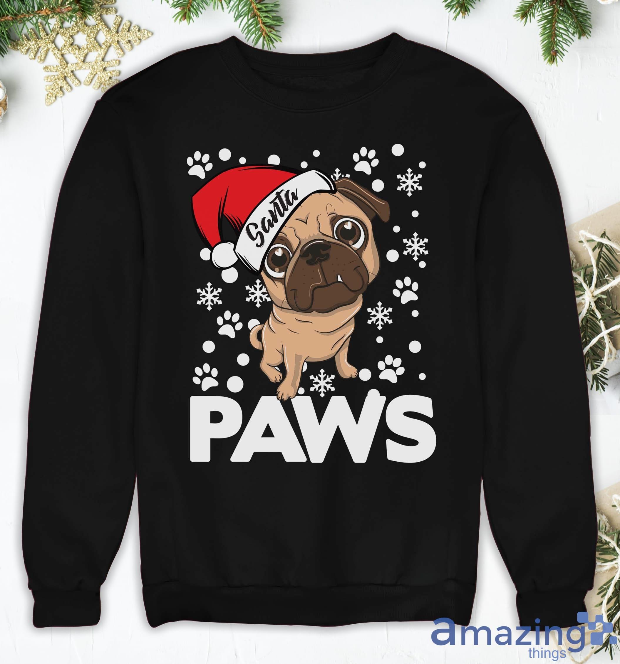 Cute Santa Paws Pug Dog Christmas Sweatshirt Product Photo 1
