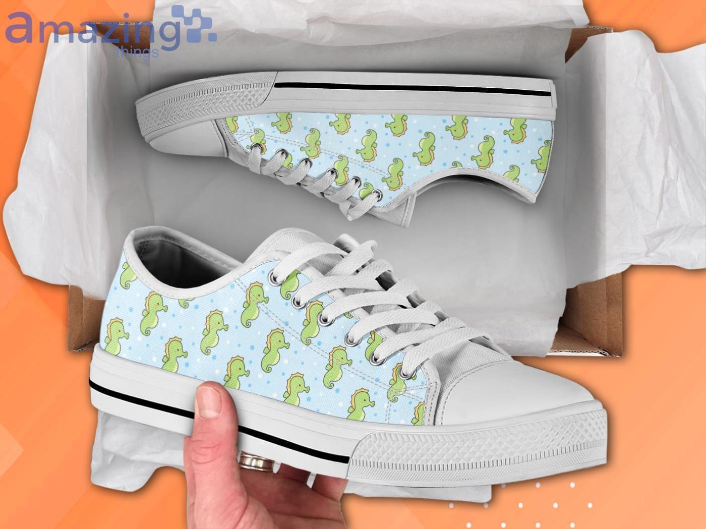 Cute Seahorse Kawaii Pattern Low Top Shoes Product Photo 1 Cute Seahorse Kawaii Pattern Low Top Shoes Product Photo 1