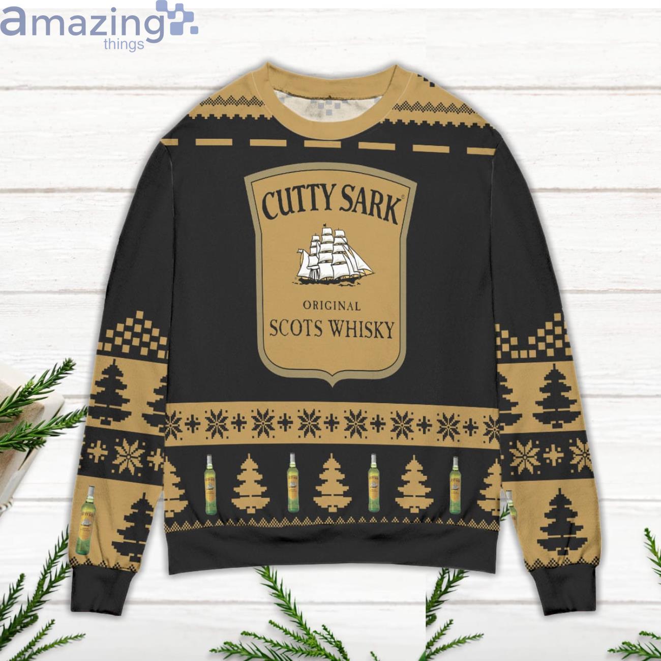 Cutty Sark Scotch Whisky Ugly Christmas Sweater Brown image Cutty Sark Scotch Whisky Ugly Christmas Sweater Brown Product Photo 2