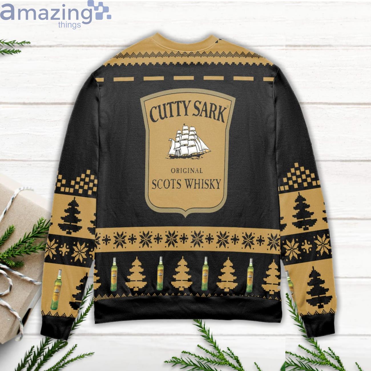 Cutty Sark Scotch Whisky Ugly Christmas Sweater Brown image Cutty Sark Scotch Whisky Ugly Christmas Sweater Brown Product Photo 3