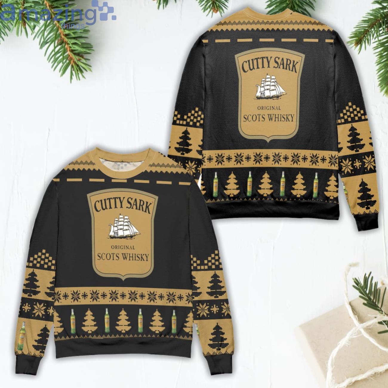 Cutty Sark Scotch Whisky Ugly Christmas Sweater Brown Product Photo 1 Cutty Sark Scotch Whisky Ugly Christmas Sweater Brown Product Photo 1